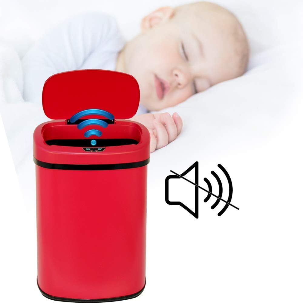 13 Gal Stainless Kitchen Trash Can Touch Free Automatic Sensor 50L Trash Can Red