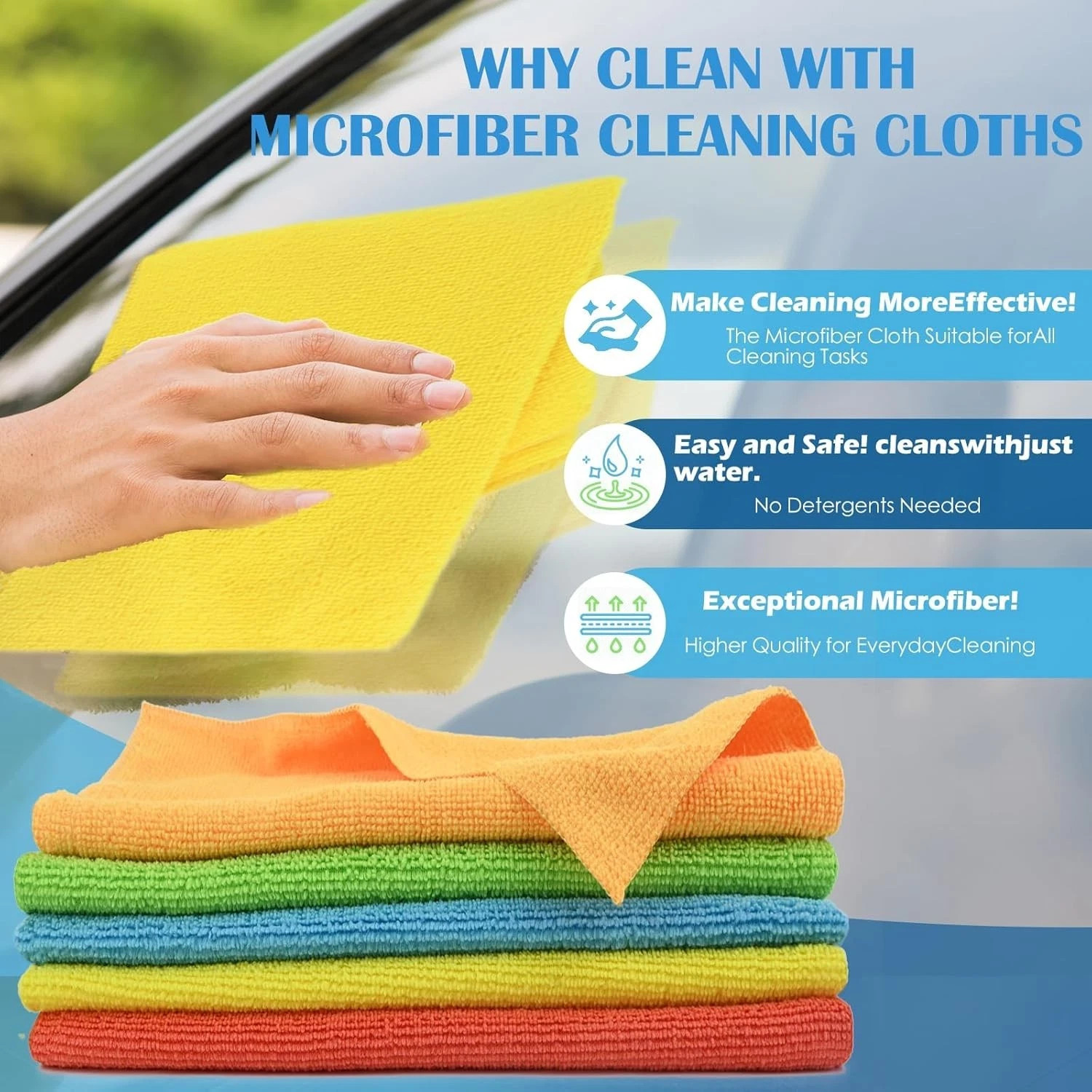 Microfiber Cleaning Cloth Set of 50 Towel Rag Car Polishing Detailing No-Scratch