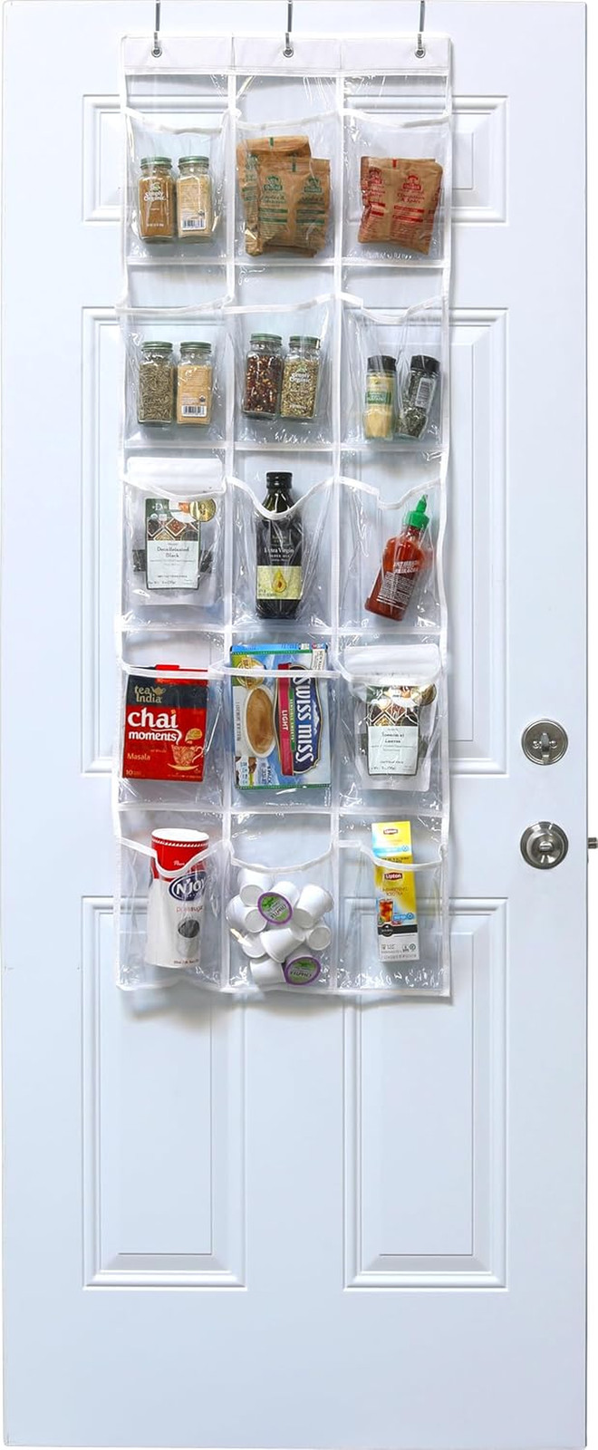 15 Pockets Clear over the Door Pantry Organizer, 2 Pack | 52″ X 18″, Cabinet & K