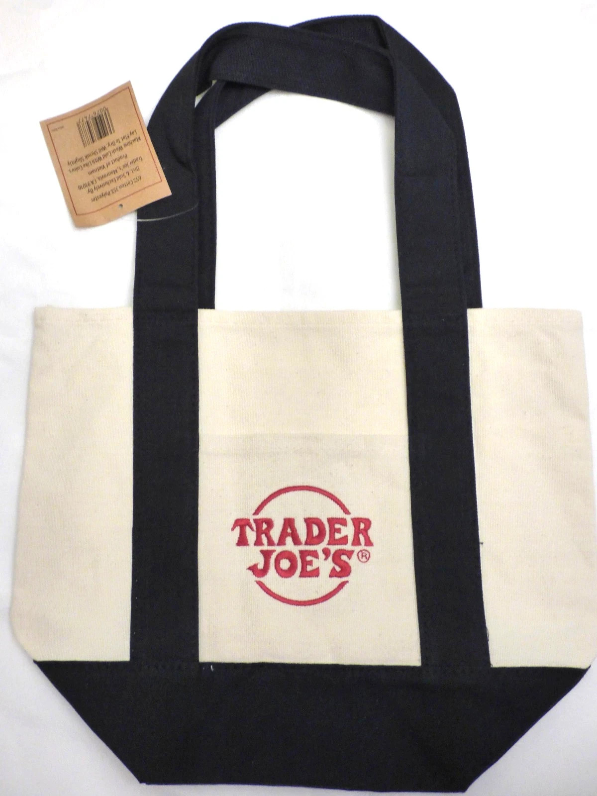 Trader Joe’s MINI Canvas Reusable Bag: Off White or Tan with Navy Blue