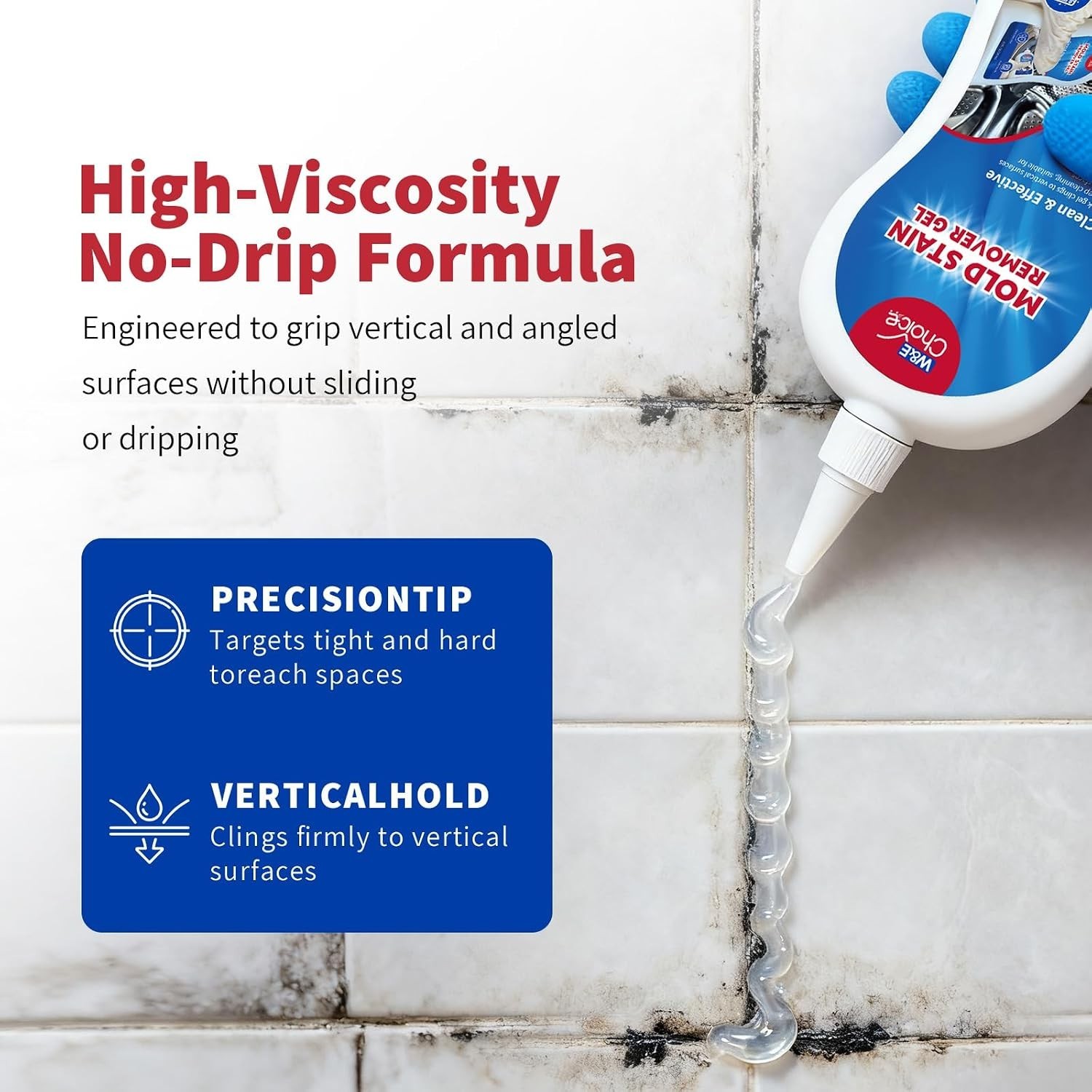 Stain Remover Gel Cleaner for Shower, Bathroom Tile Grout and Caulk – Heavy D…
