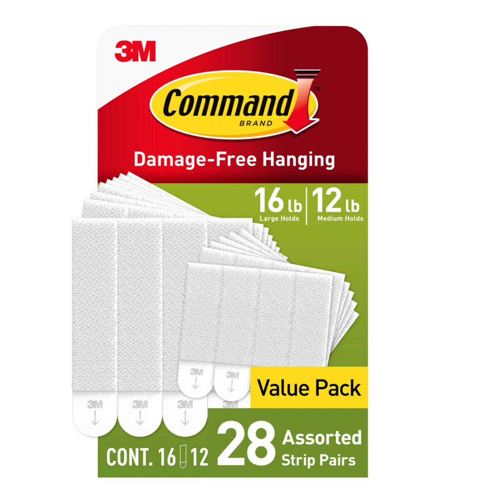 15 lb & 10 lb Large and Medium Picture Hanging Strips 28 Assorted Pairs 56 St…