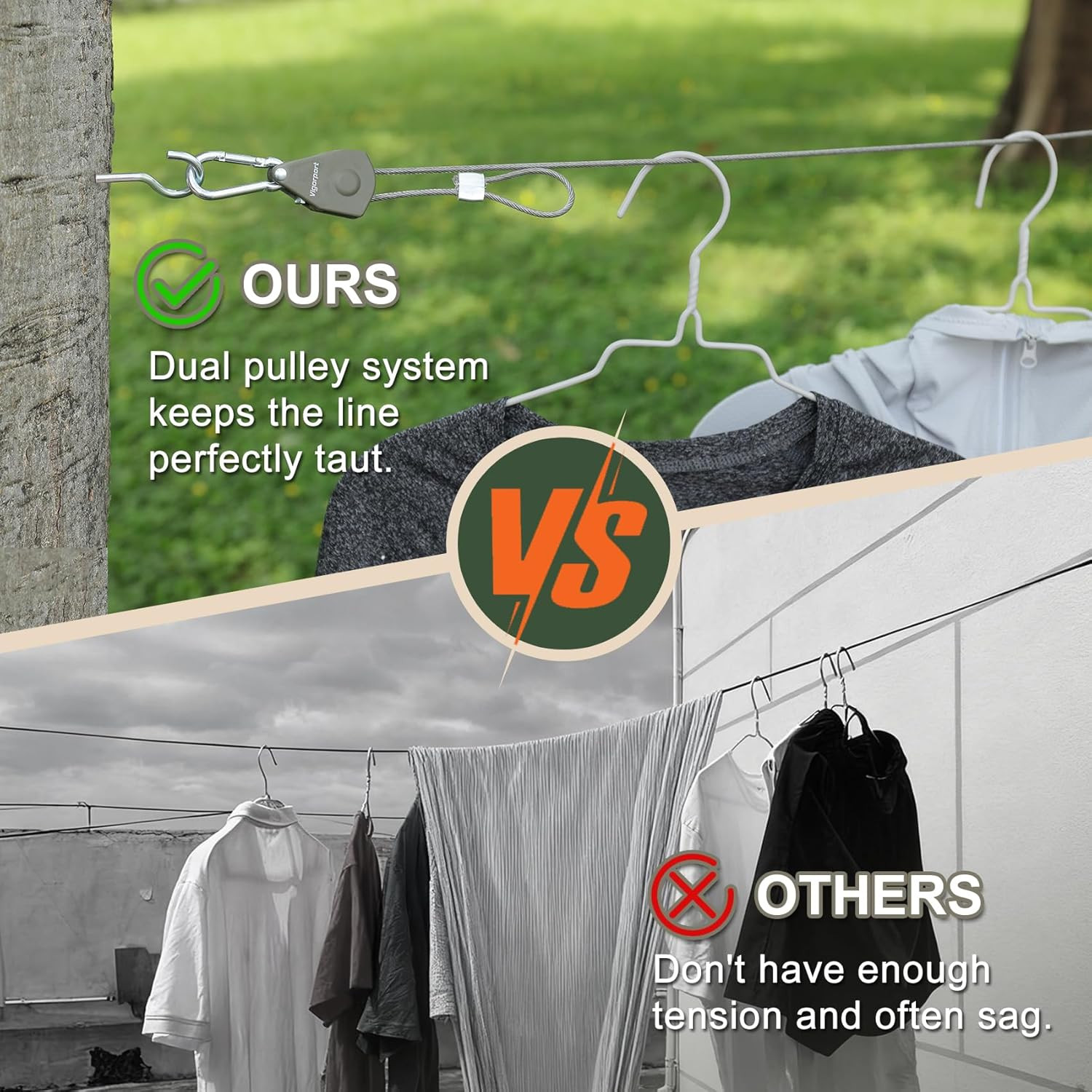 Outdoor Retractable Clothesline Portable Travel Clothes Line Wire Ropes with PVC