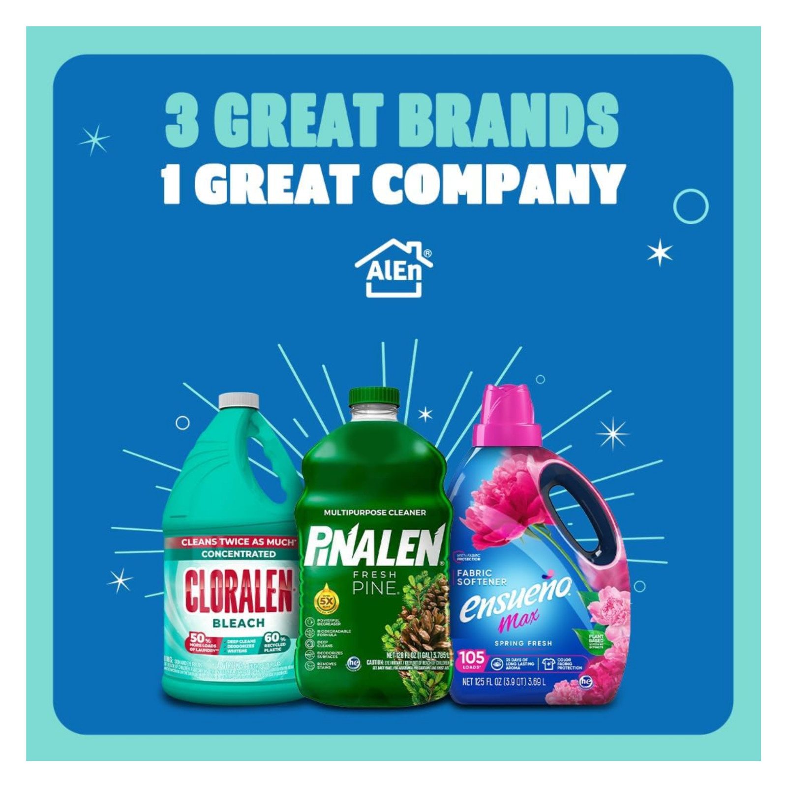 1, 10 and 20 Packs CLORALEN High Performance Triple Action Bleach 16.9oz
