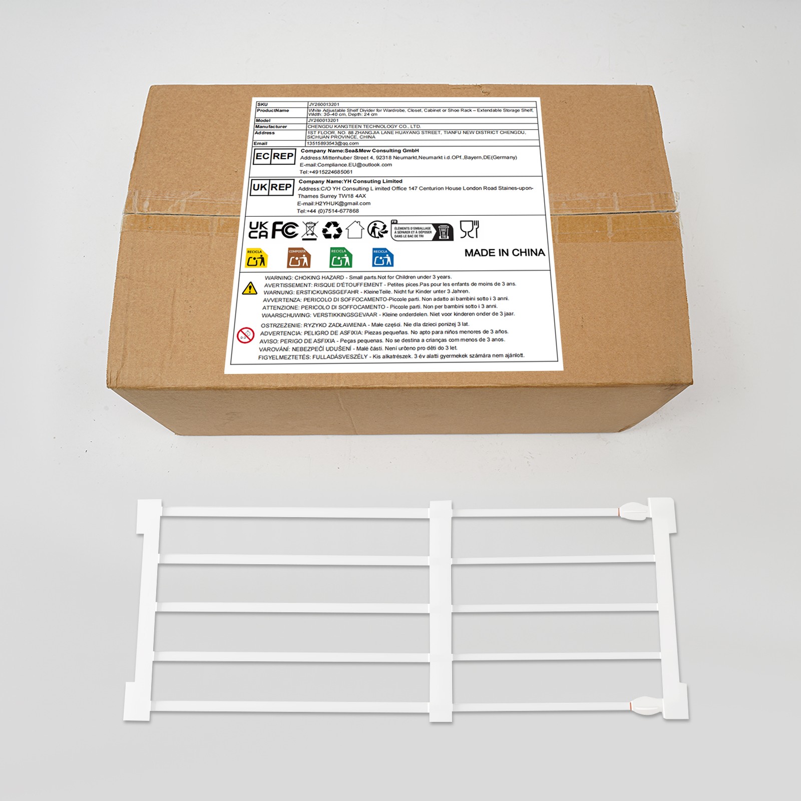 Adjustable Shelf Divider for Wardrobe, Cabinet, Extendable Storage Shelf, Wardro