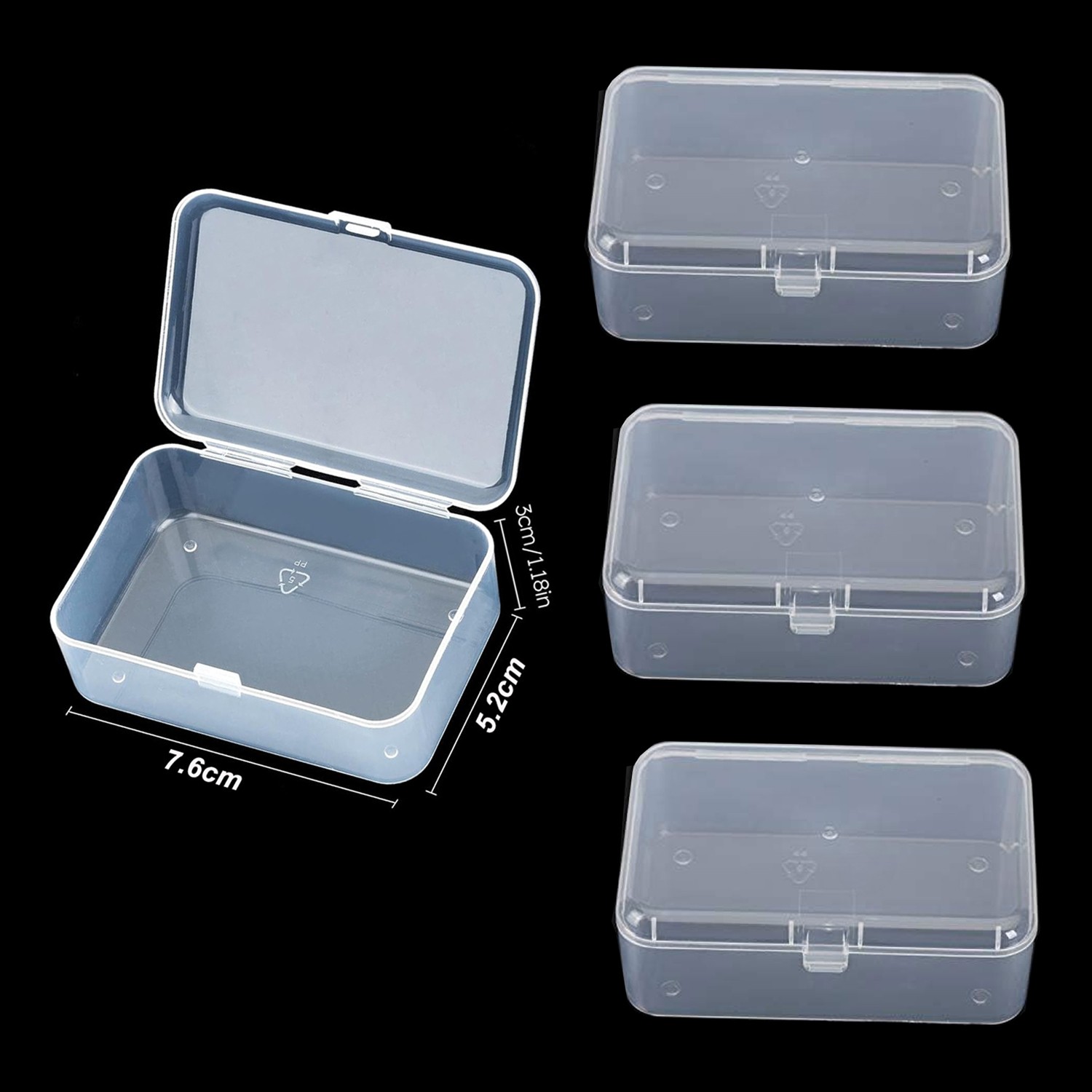 Lots Clear Plastic Storage Container Box Hinged Lid DIY Arts Crafts Markers Pens