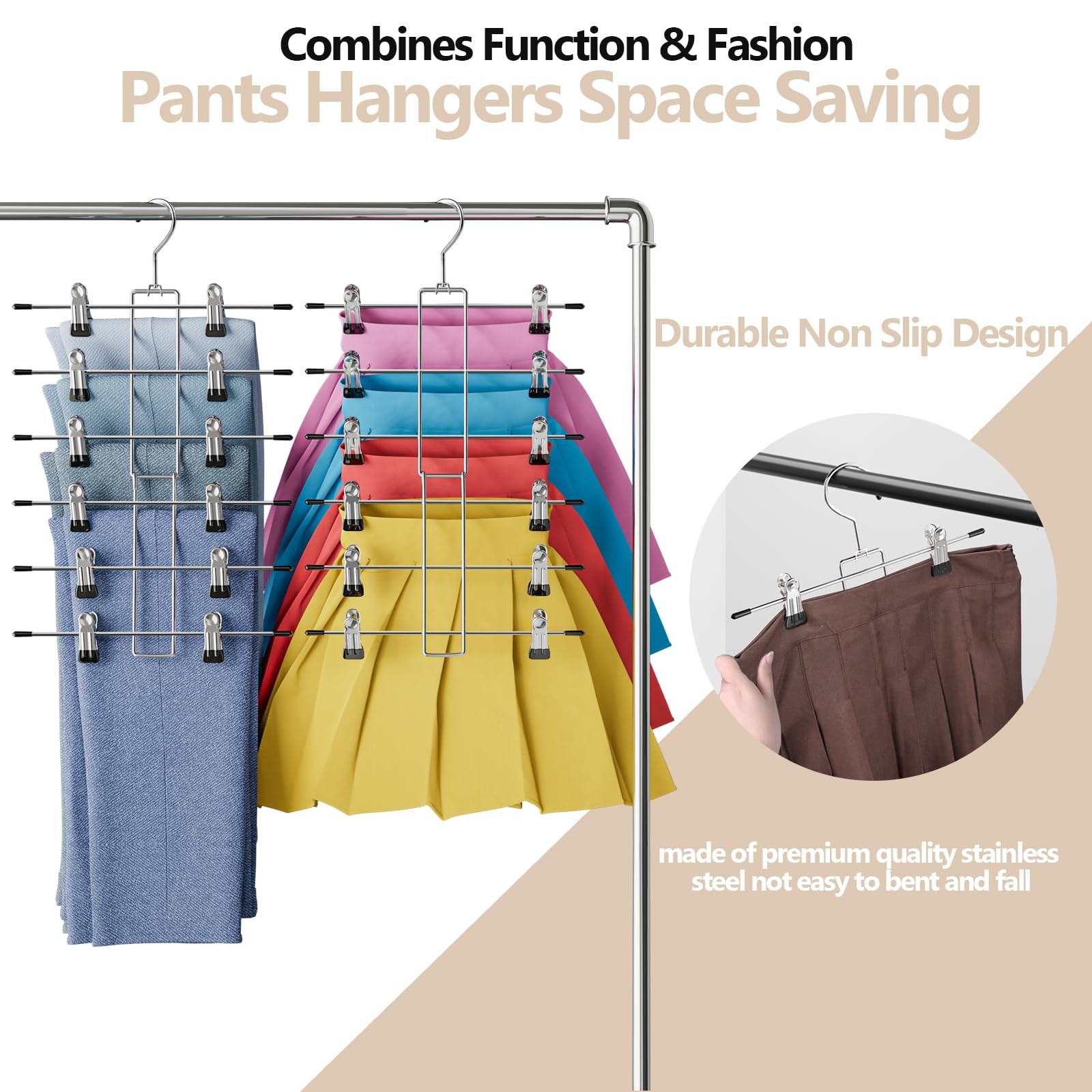 Hangerspants & Skirt Hangers Space Saving Hanging Closet Organizer And Storage