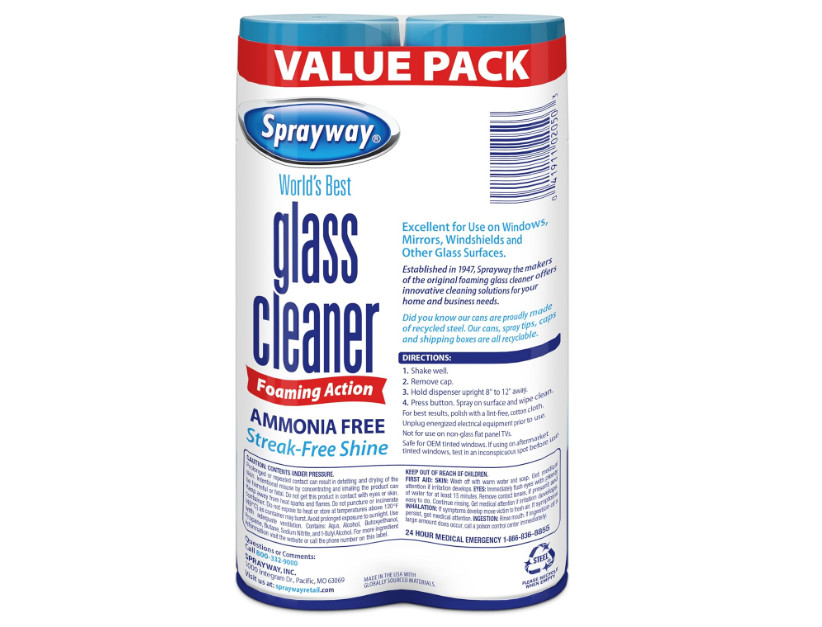 Sprayway Foaming Glass Cleaner 19 Oz Pack of 2 Ammonia Free Streak Free