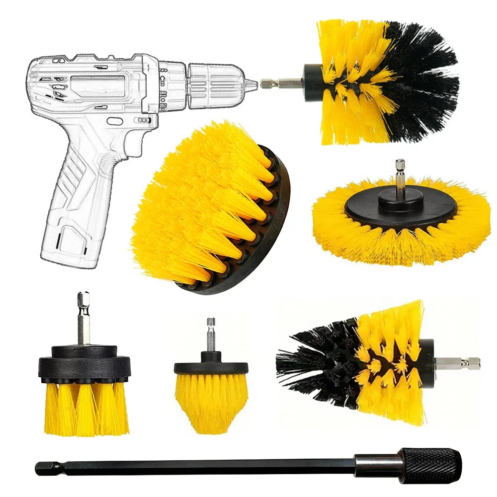 Nylon Drill Brush Set High Density Cleaning Brushes for Carpet Glass Tile