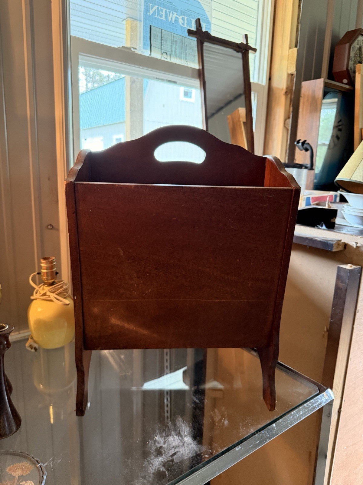 Vintage Solid Wood Large Sturdy Magazine Rack