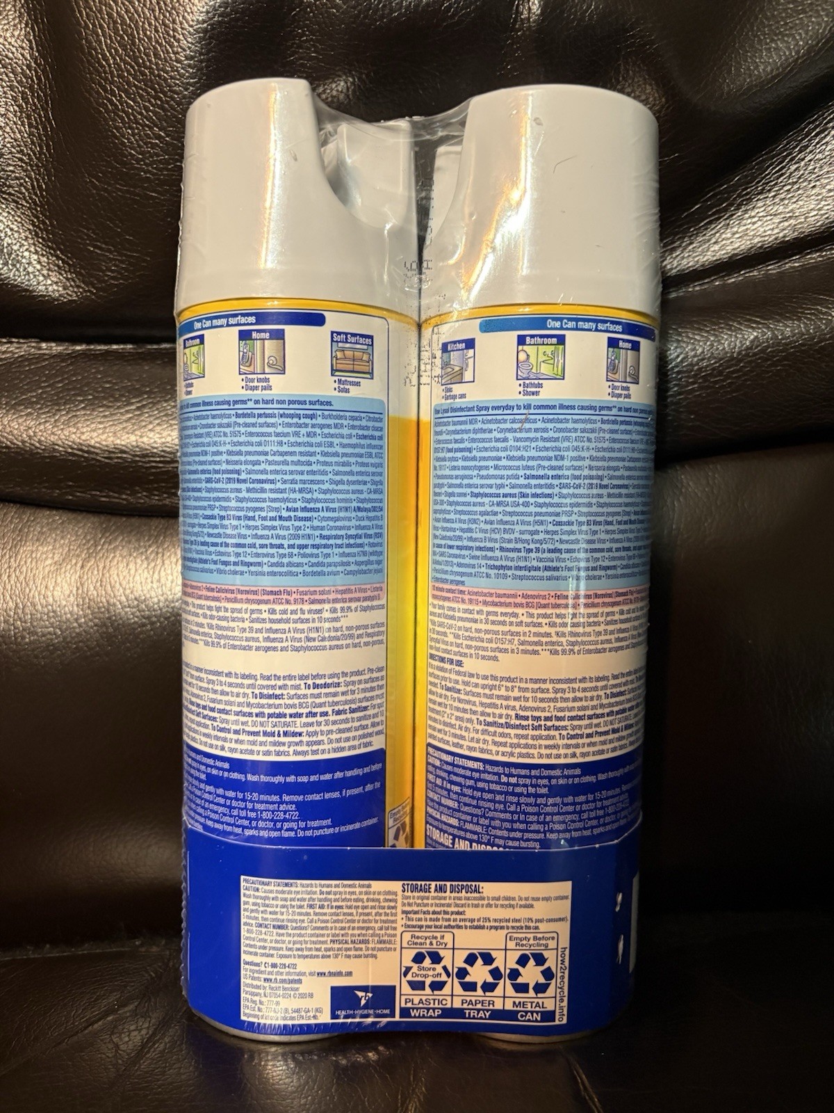 2 Pack Of Lysol Lemon Breeze Disinfectant Spray 19oz Each