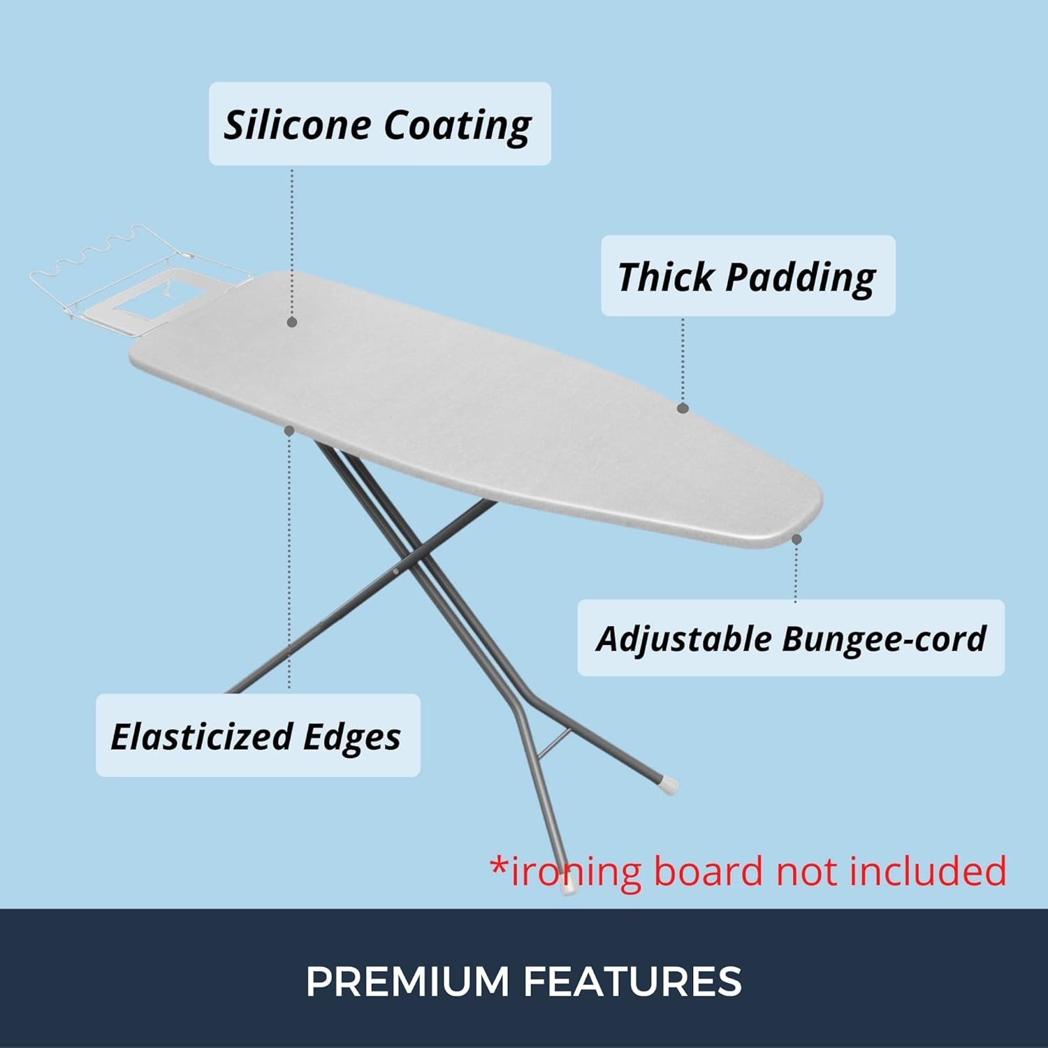 Ironing Board Cover and Pad Standard Size Silicone Coated 4 Layers 15×54 inch Ex