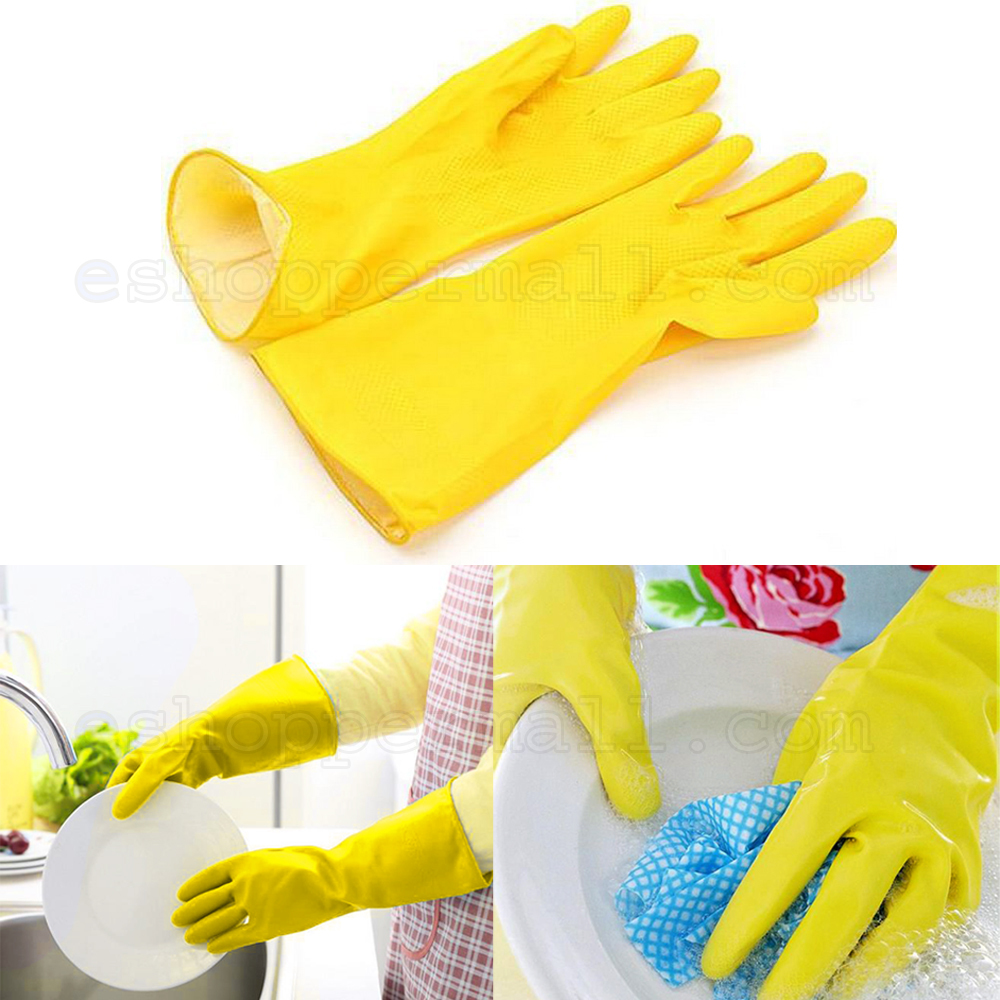 Lot of 4 Packs Dish Washing Latex Gloves SMALL Size Yellow Pairs Packages BN-40