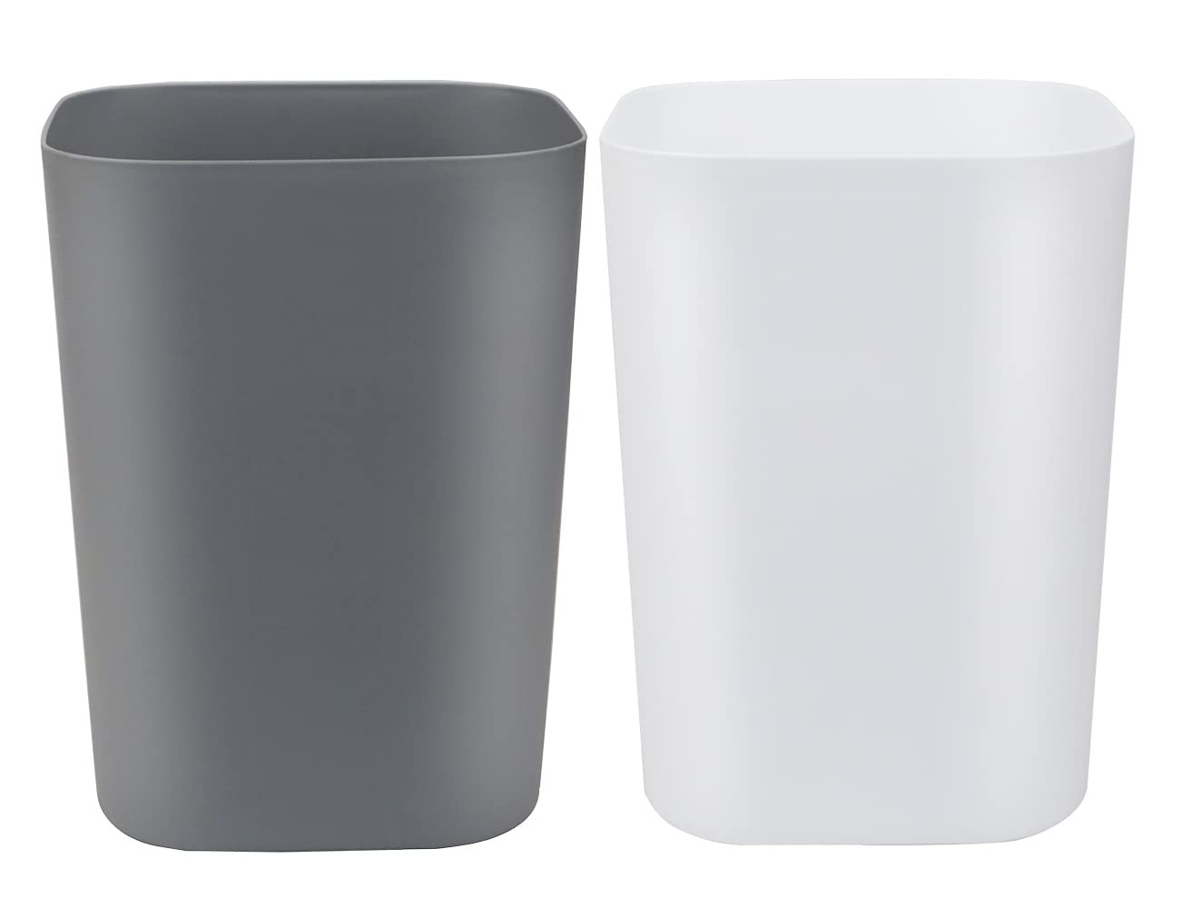 2 Pack 2 Gallon Small Trash Can Square Wastebasket White And Gray Basket