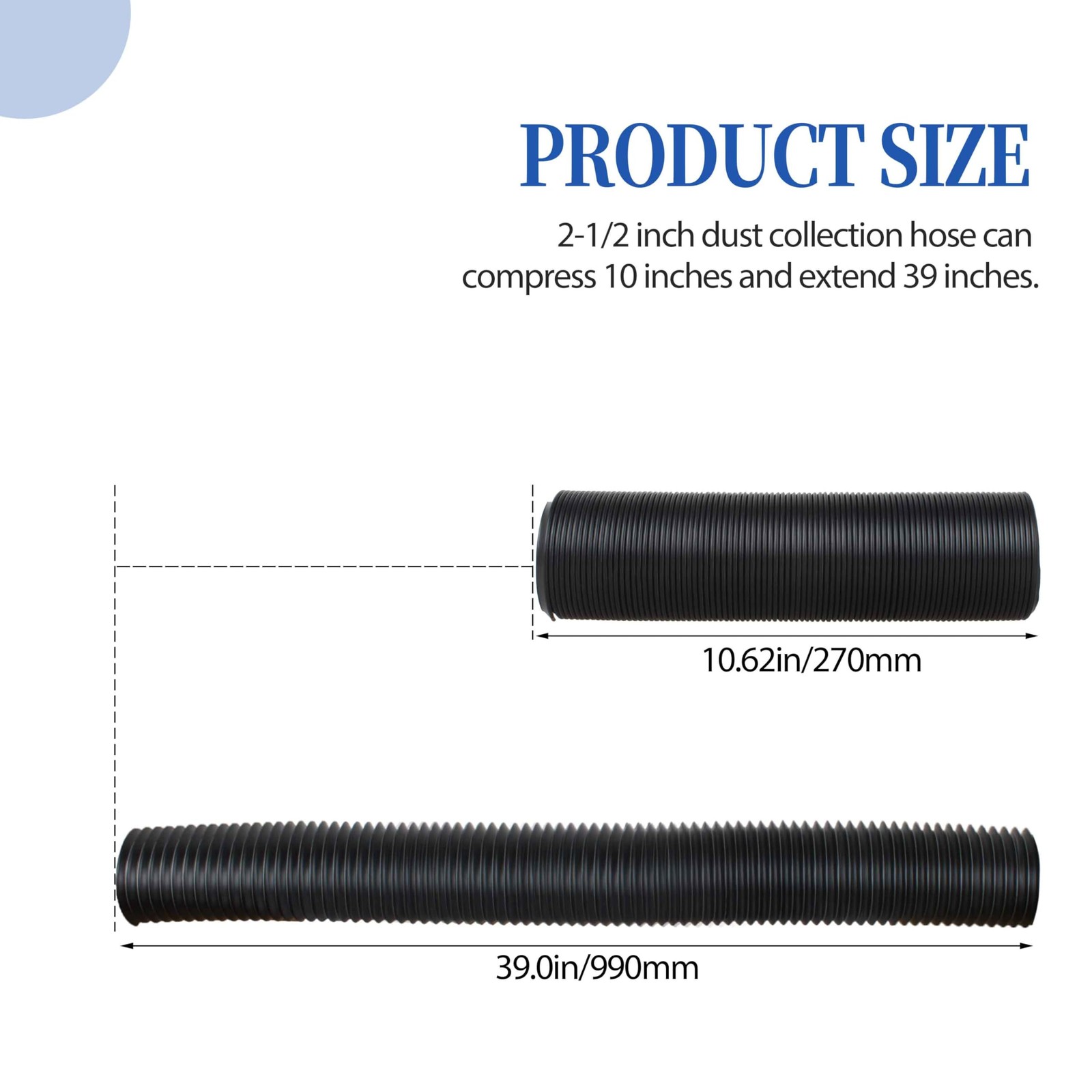 2 1/2” x 36” Dust Collection Hose Flexible 2.5 Inch Dust Collector Hose for…