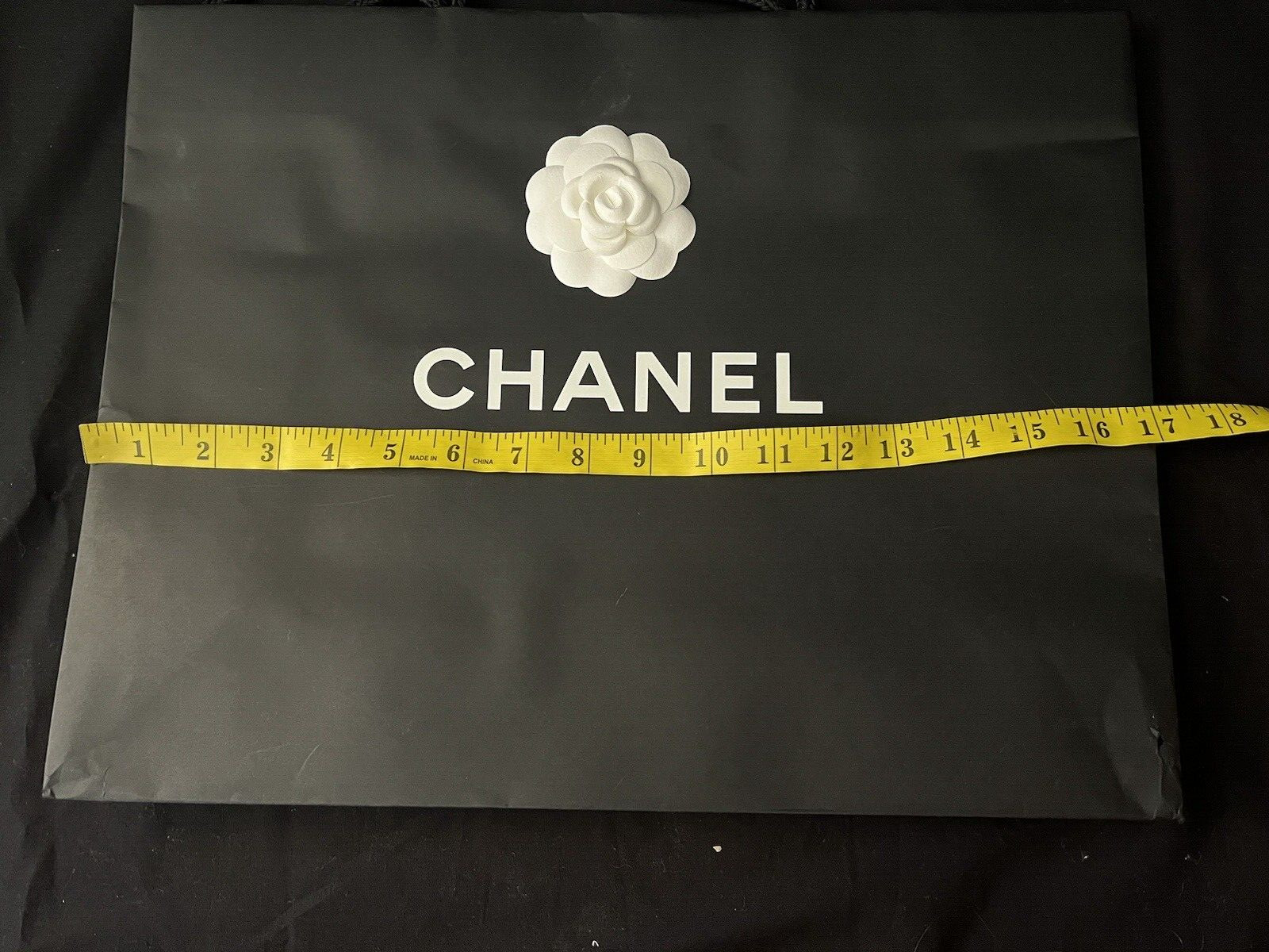 CHANEL Paper Reusable Shopping Bag Black 13″ x 17 ” x 6″