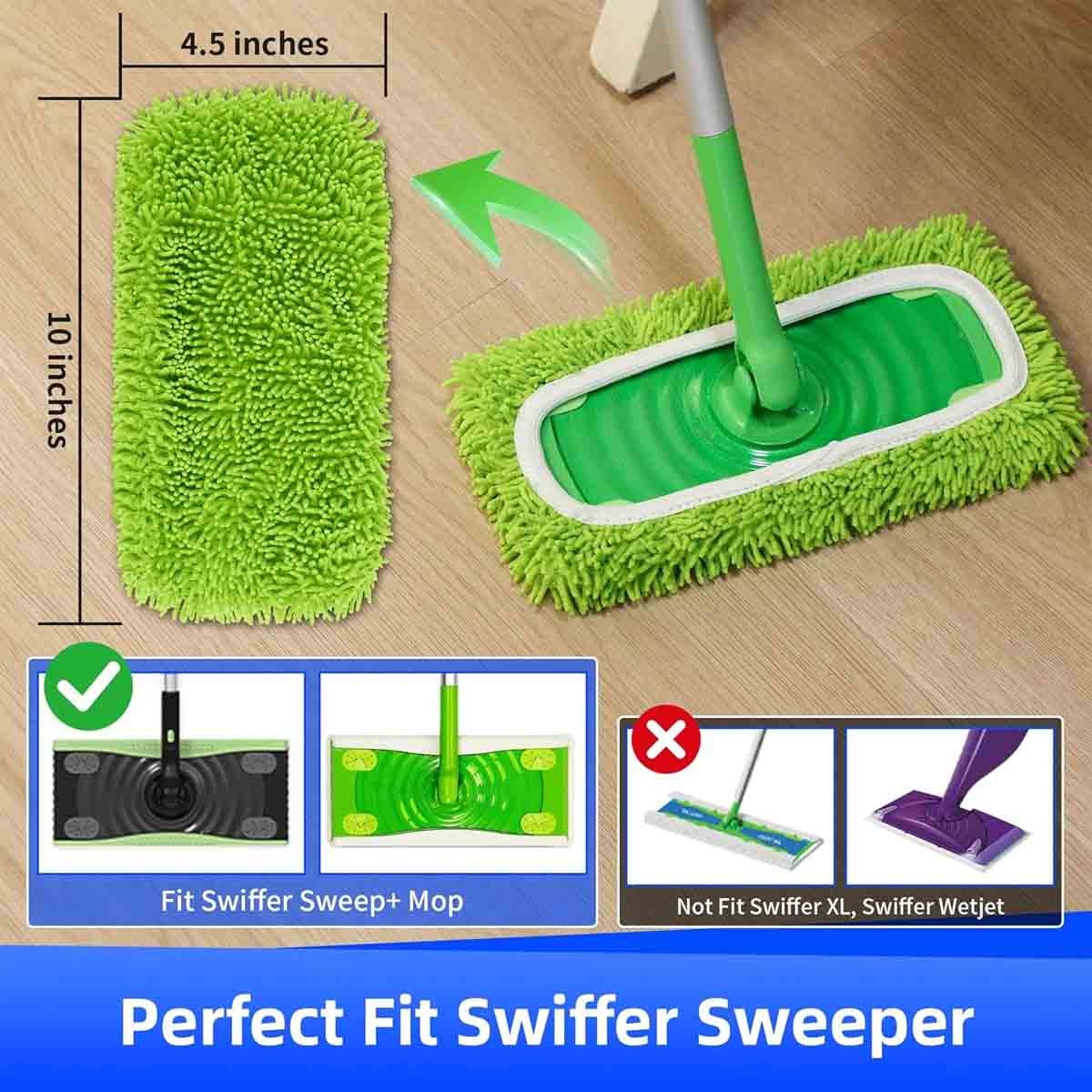 1-8 Pack Chenille Microfiber Mop Pads Reusable Machine Washable Floor Cleaning