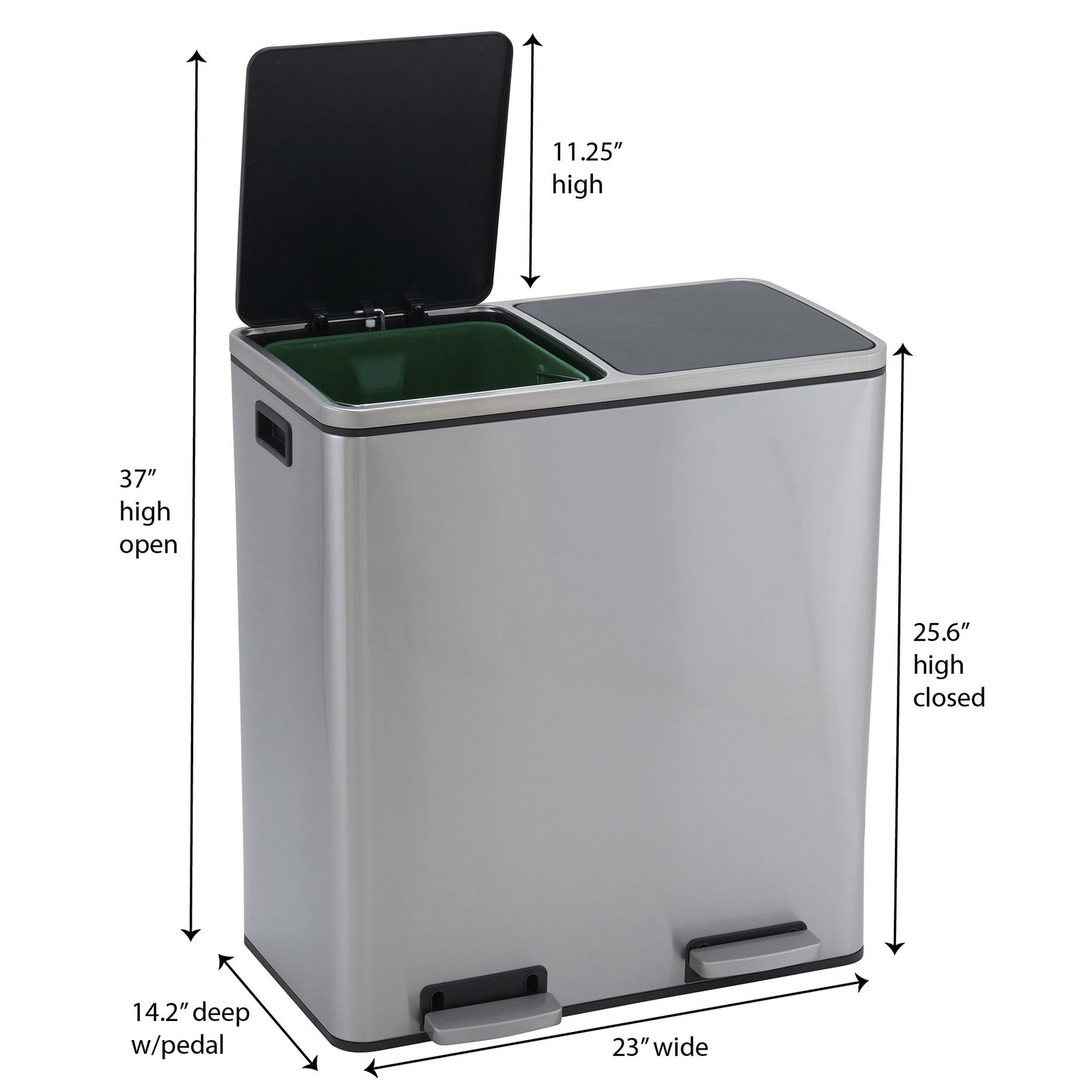 Design Trend Household Essentials Dual Compartment Trash Can 30 Liter / 8