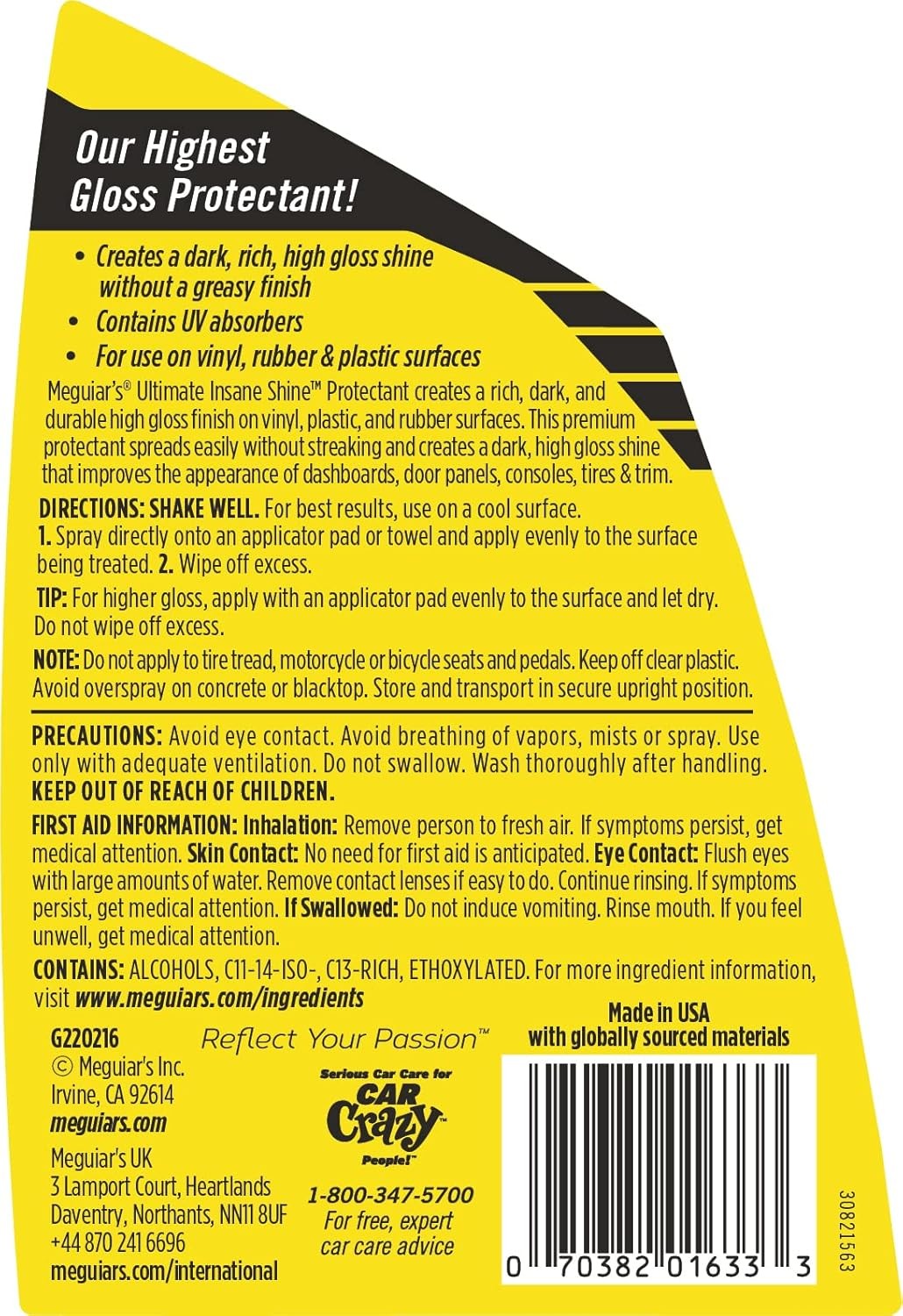 Meguiar’s Ultimate Insane Shine Protectant, High-Gloss Interior & Exterior Spray