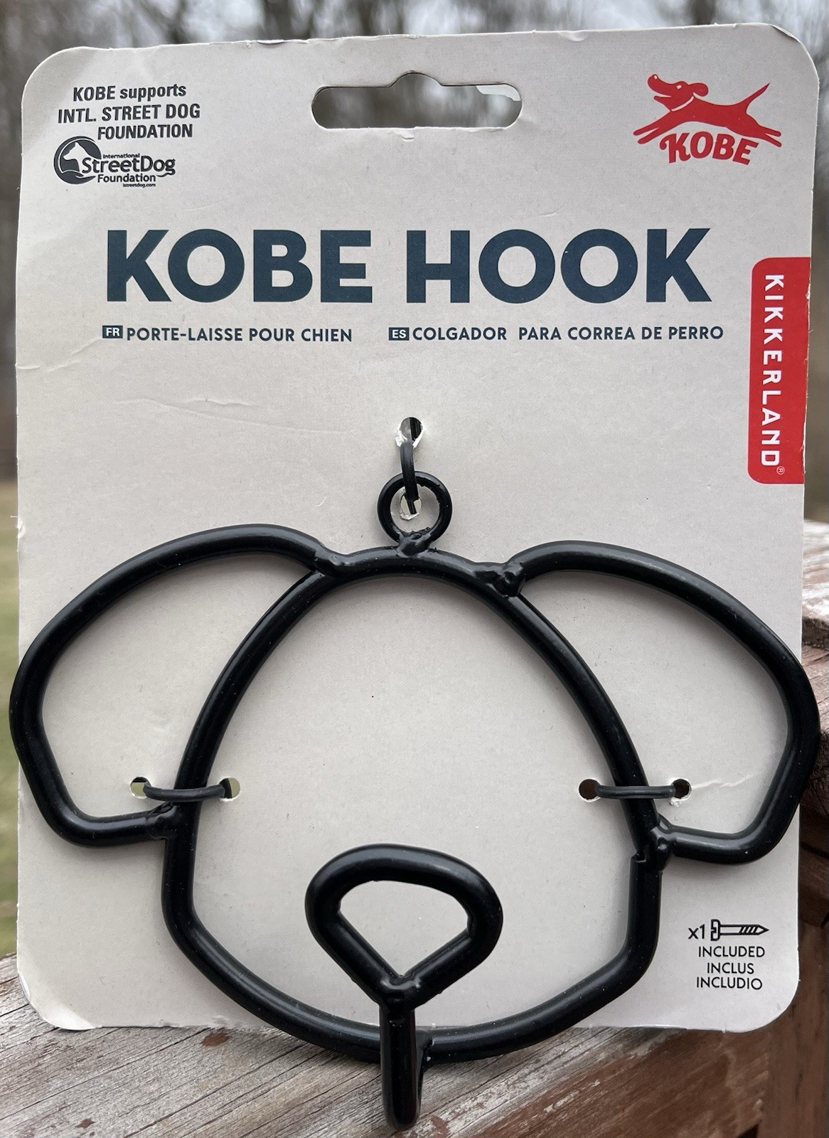 NEW Dog Face Leash Hook Kobe Kikkerland Modern Decor Black Iron Wall Mounted