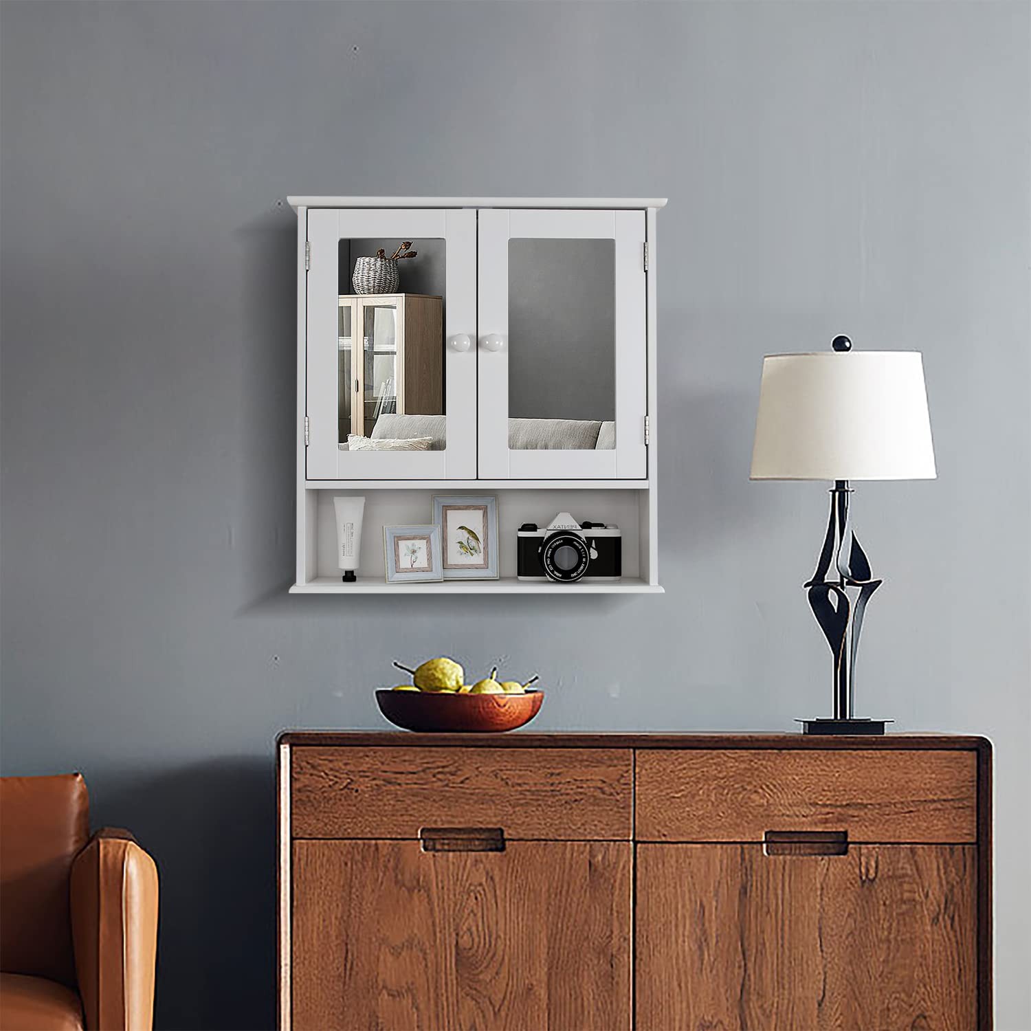 TaoHFE Medicine Cabinet, Cabinets for With Mirror, White Mirror
