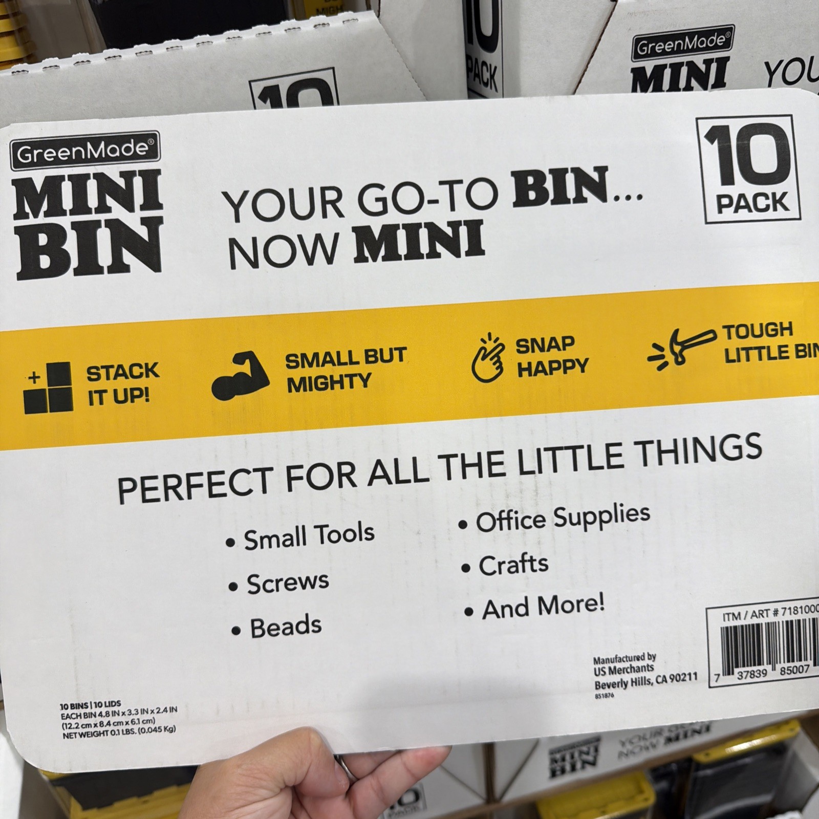 NEW 🔥10 Pack Greenmade Mini Bins with Lids Stackable Storage Bins Organizing