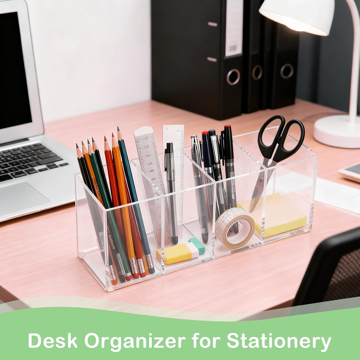 Clear Acrylic 4-Compartment Organizer Box, Small (7.9″ × 2.7″ × 3.5″) – Handcraf