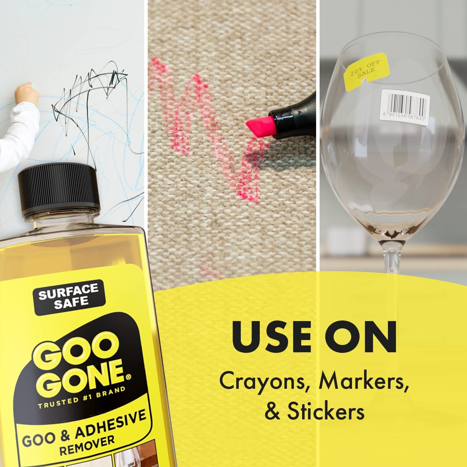 Adhesive Remover Surface Safe Goo Gone 8 Fl Oz Pack Ounce Safely Removes Labels