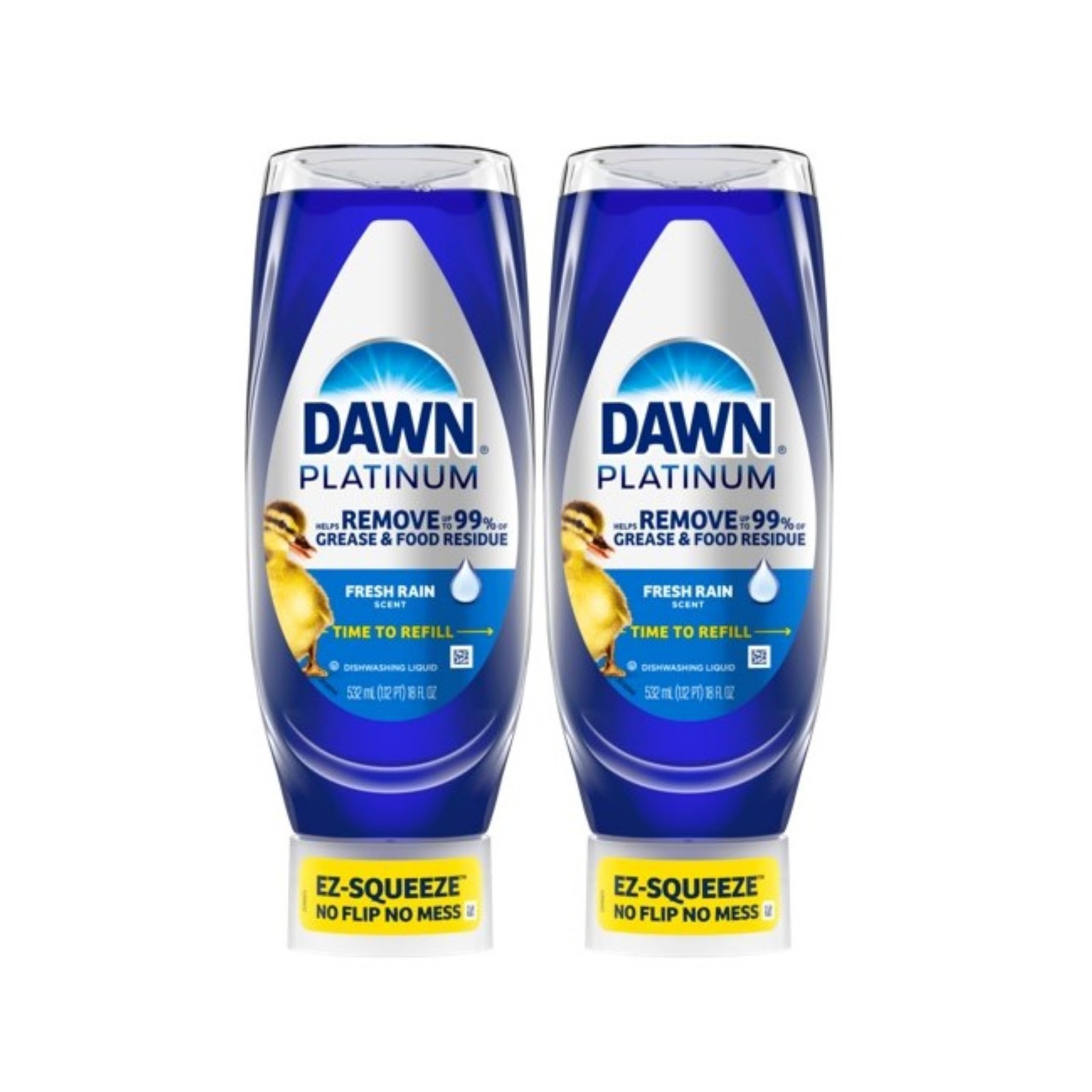Dawn Platinum EZ Squeeze Dish Soap Dishwashing Liquid Fresh Rain 2x18oz Bundle