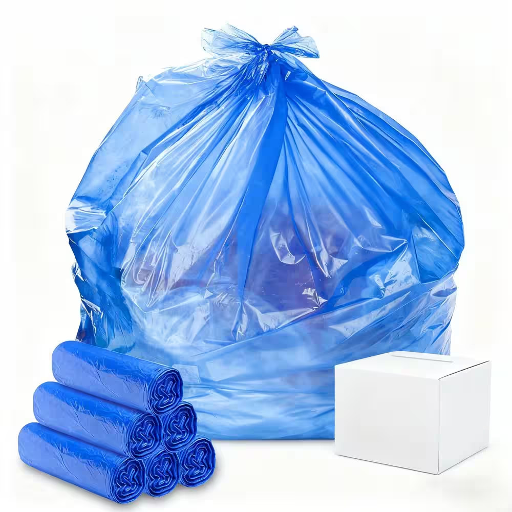 33 Gal. Recycling Bags, Blue Trash Bags Made in the USA (120-Count)