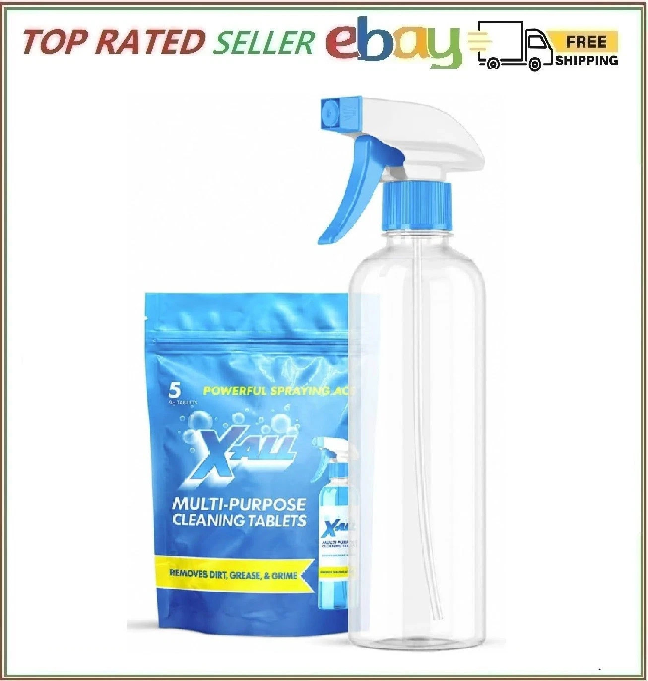 X-ALL Multi-Purpose Cleaner – Spray Bottle and 5x Cleaning Tablets