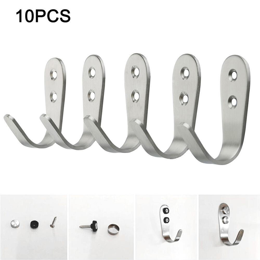 20PCS Bathroom Kitchen School Wall Door 304 Stainless Steel J Hook Hanger Hooks