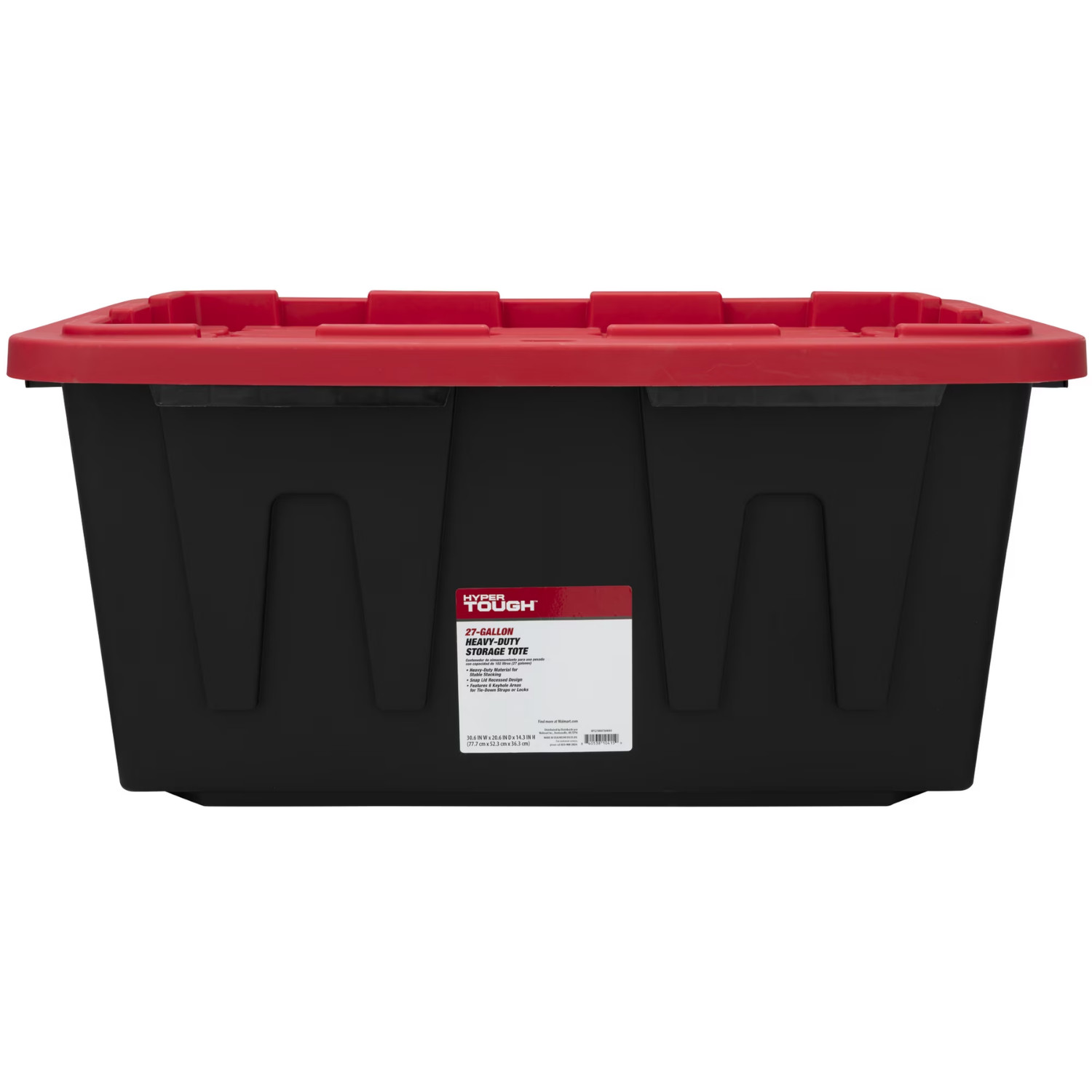 6 Pack Hyper Tough 27 Gallon Snap Lid Storage Bin Black Red Lid Heavy Duty