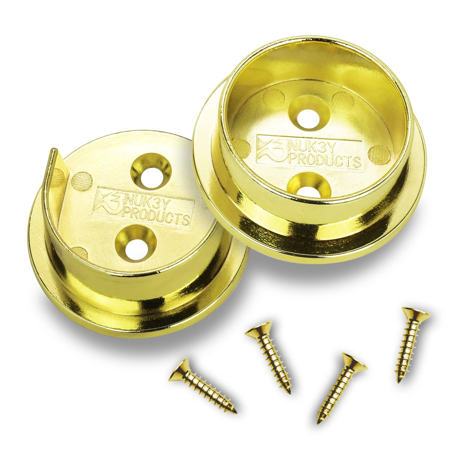 Heavy Duty Metal Closet Pole Socket Set 11/2″ Polished Brass Finish