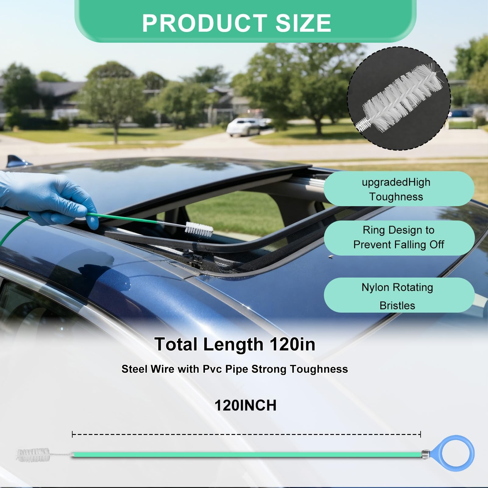 Auto Sunroof Drain Cleaning Tool,120inch Long Pipe Cleaner for Car,flexible New