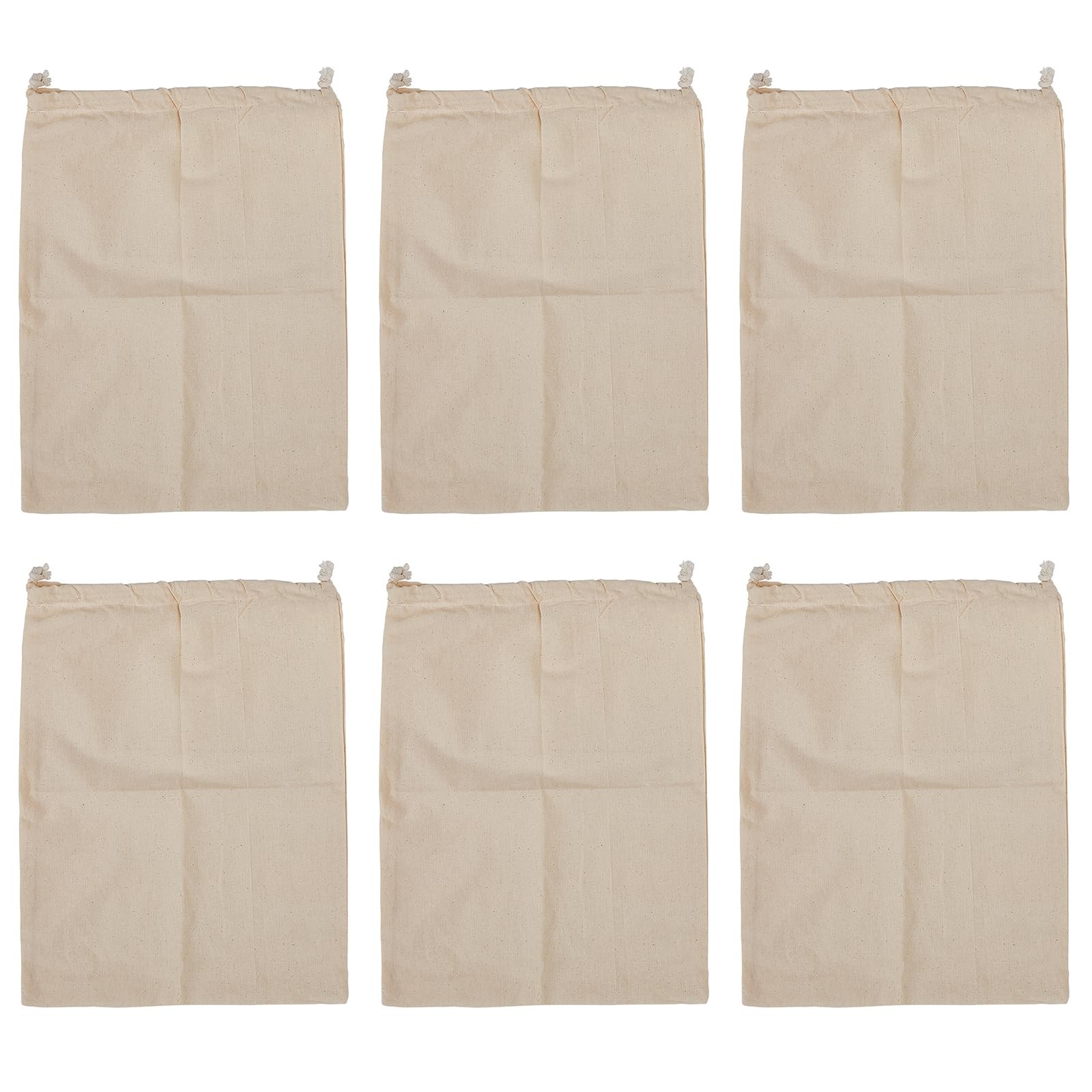 10 Pack Cotton Muslin Drawstring Bags, Linen Canvas Storage Bags, 20 x 30 cm