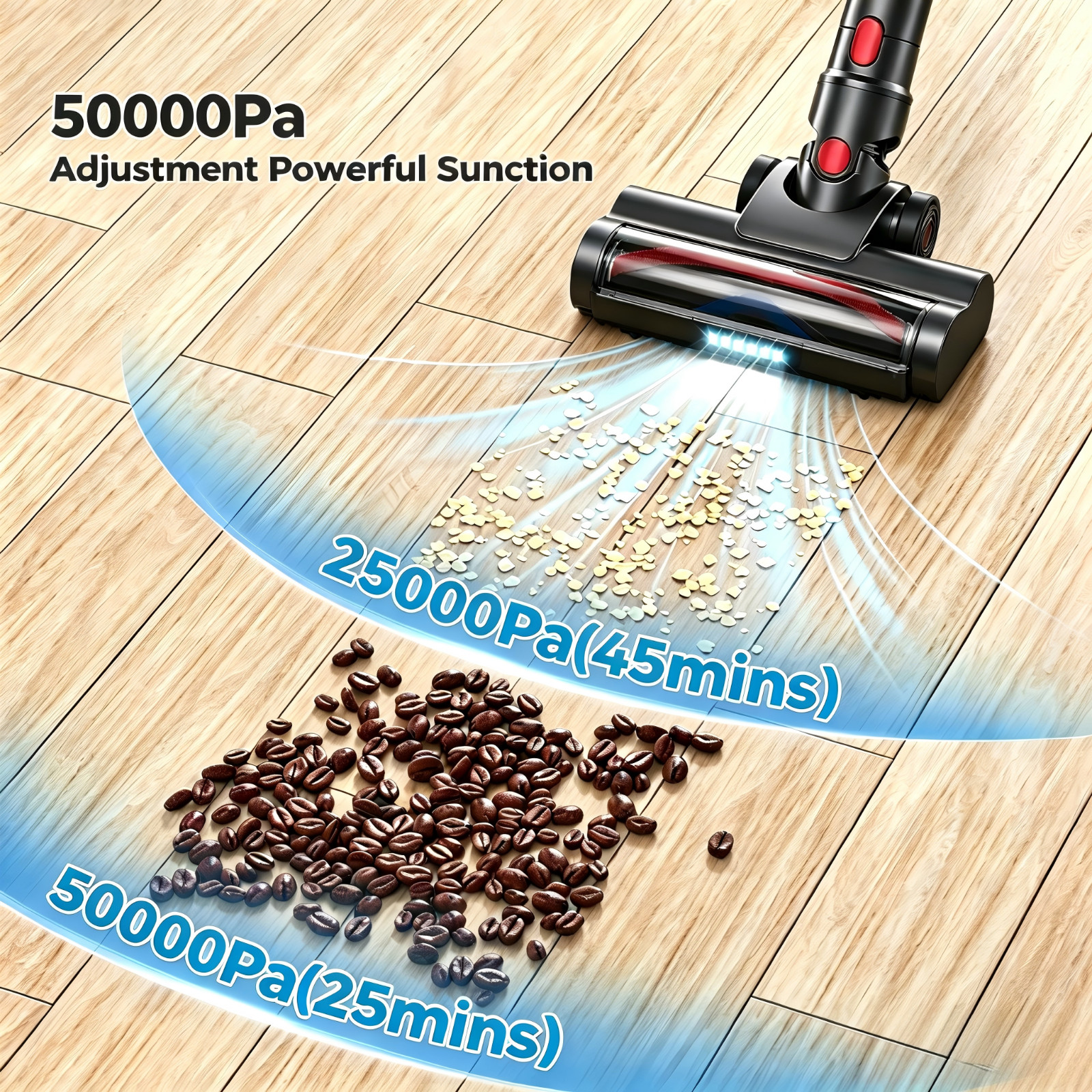 Cordless Vacuum Cleaner Stick Floor Vacuum 45min 45KPA Lightweight Rechargeable