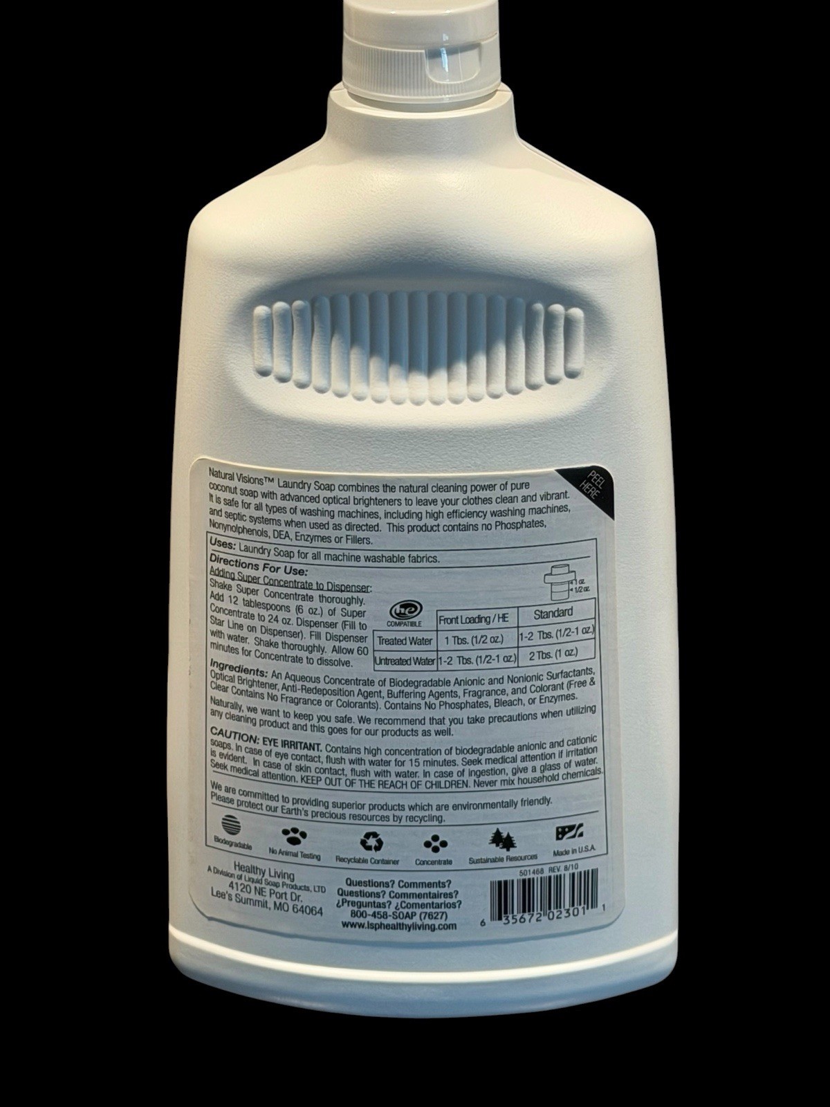 Natural Visions Free & Clear Laundry Soap Super Concentrated 33.8 oz