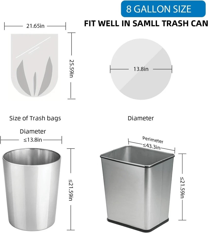 8 Gallon Biodegradable Trash Bags 80 Ct Compostable Kitchen Garbage Can Liners