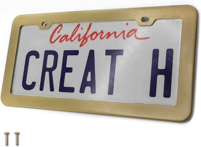 Matt Gold Stainless Steel License Plate Frame Color: Matt Gold