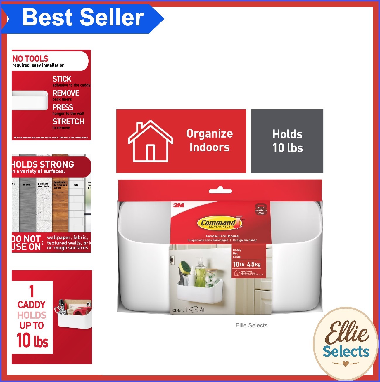 Heavyweight Large Caddy Hangs Up to 10lbs White Home Organizer Pantry Closet