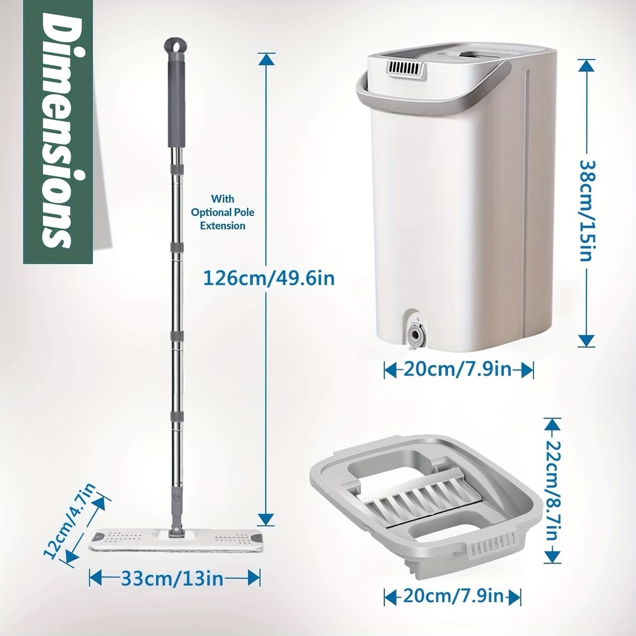 Commercial Flat Mop Bucket Set, Hardwood & Tile Floor Cleaner