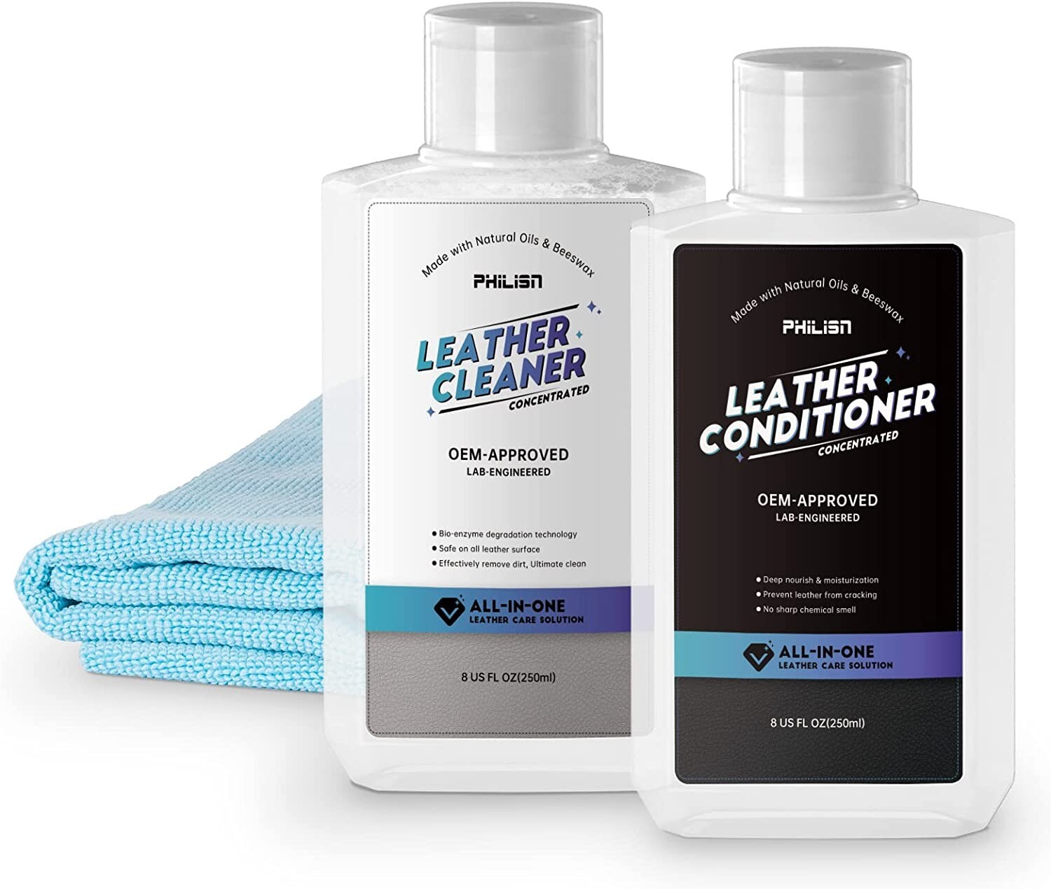 PHILISN Leather Cleaner and Conditioner Kit – Restores Leather Surfaces, New