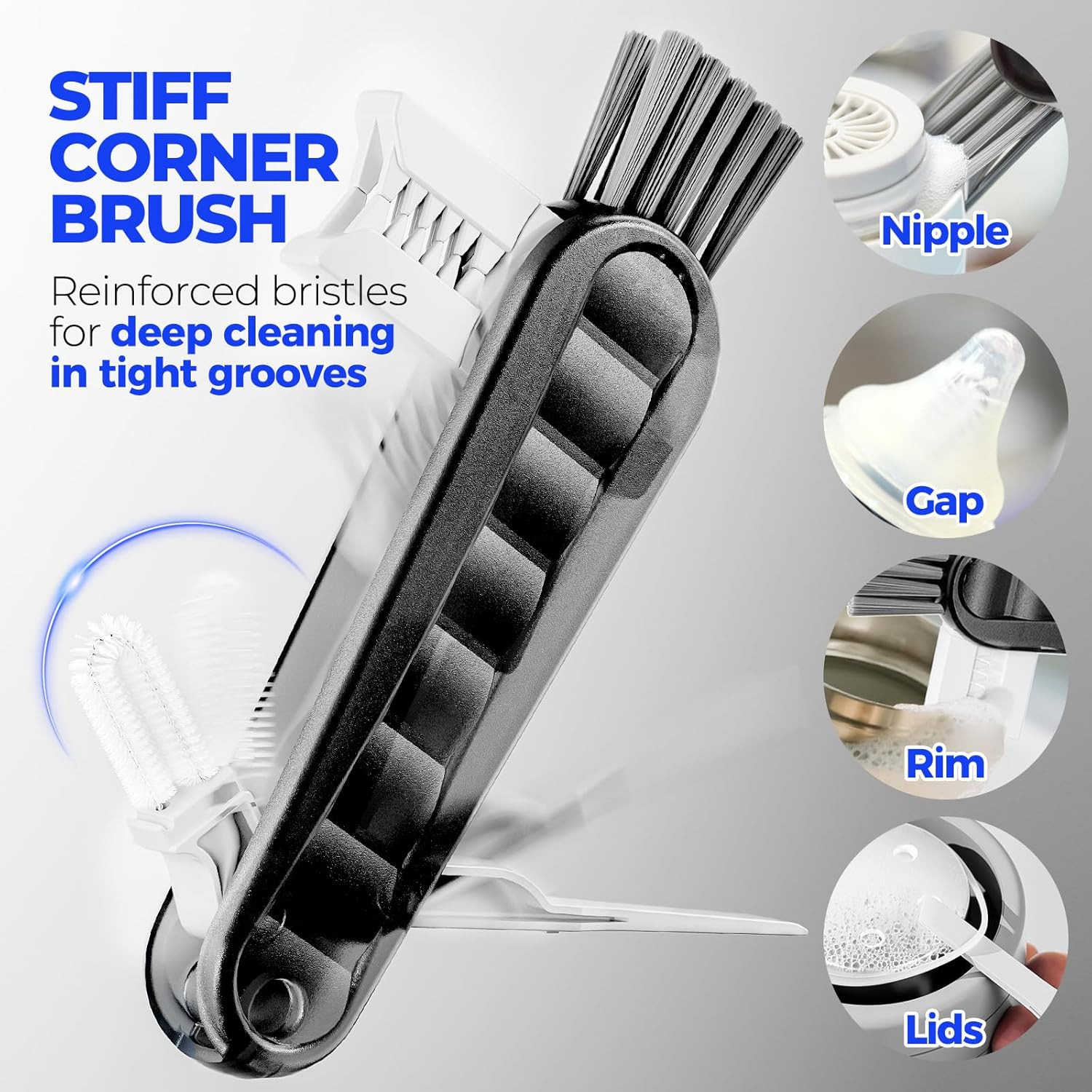 6 Pack Bottle Brush 14″ Stainless Steel Straw Cleaner Brush,Black | Bottle Clean