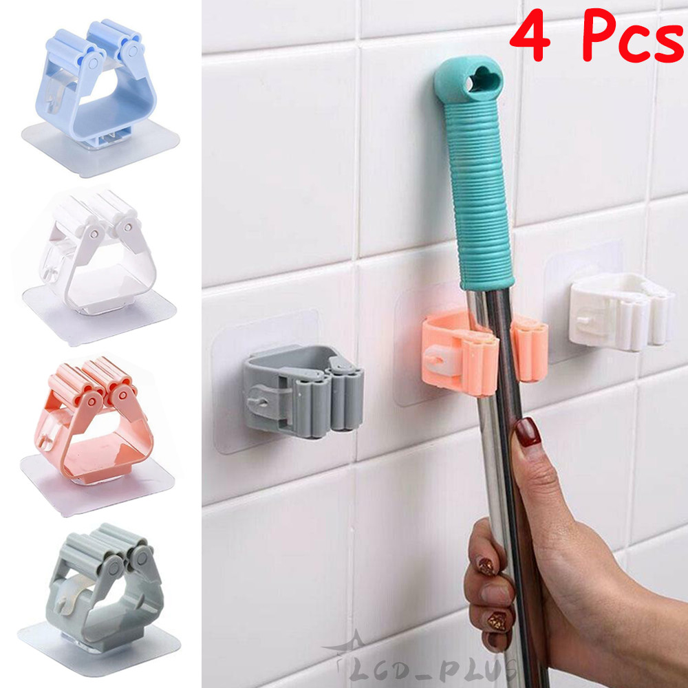 4Pcs Wall Mount Mop Holder Broom Holder and Garden Tool Garage Organizer for Mop