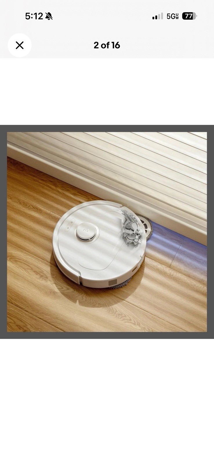 Roborock Qrevo Pro Cordless Robot Vacuum and Mop 6.5″ Cleaning Path White