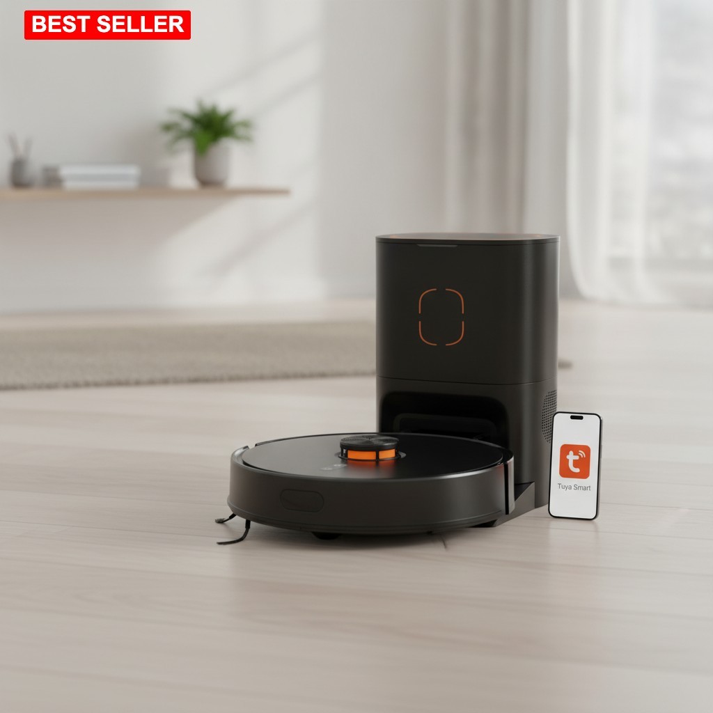Robot Vacuum Mop Combo 10K Pa Suction 90-Day Self-Emptying App Controlled
