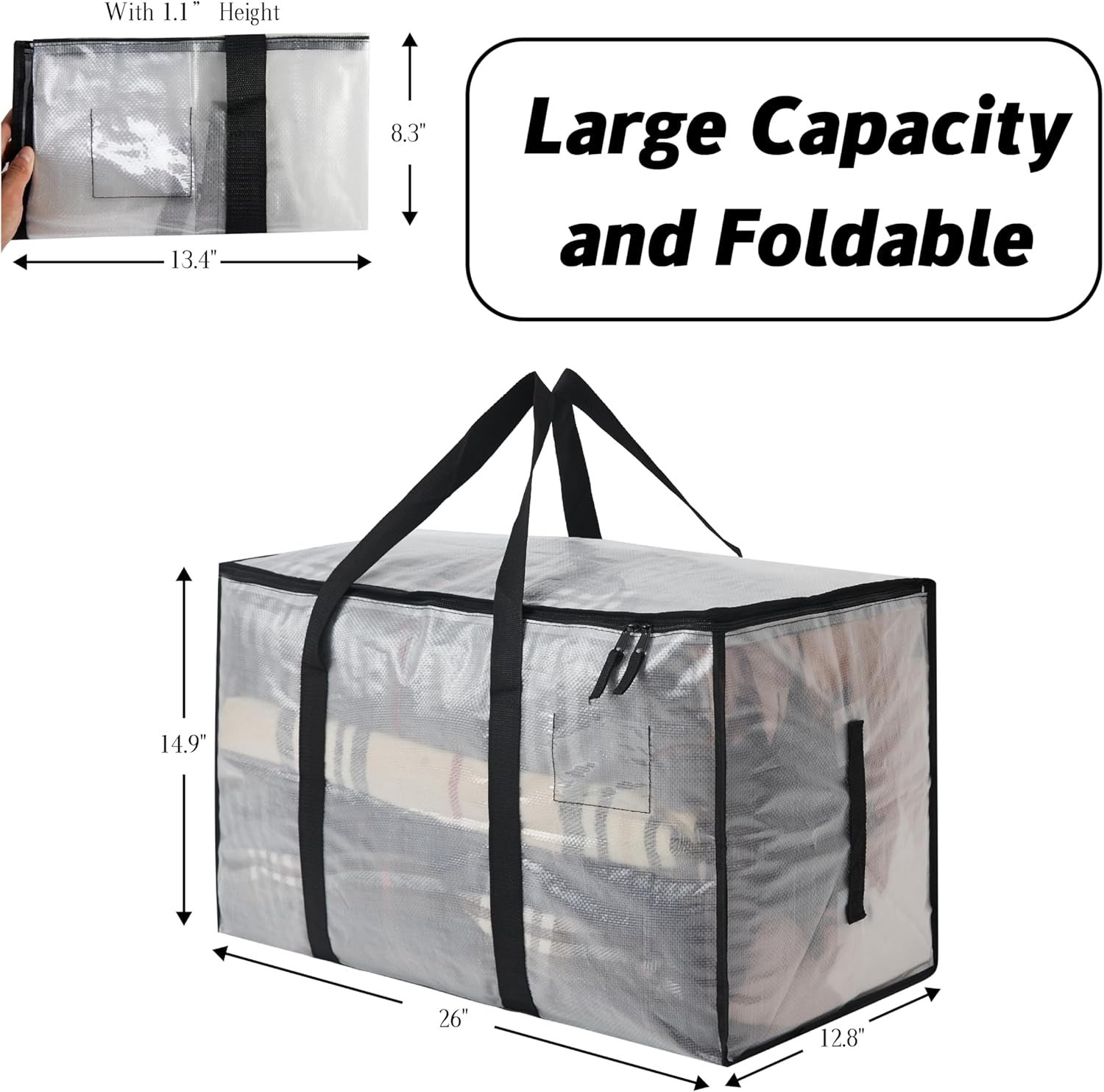 Heavy Duty Clear Plastic Storage Tote Bins with Lid 24.5 Gallon 93L 6 Pack