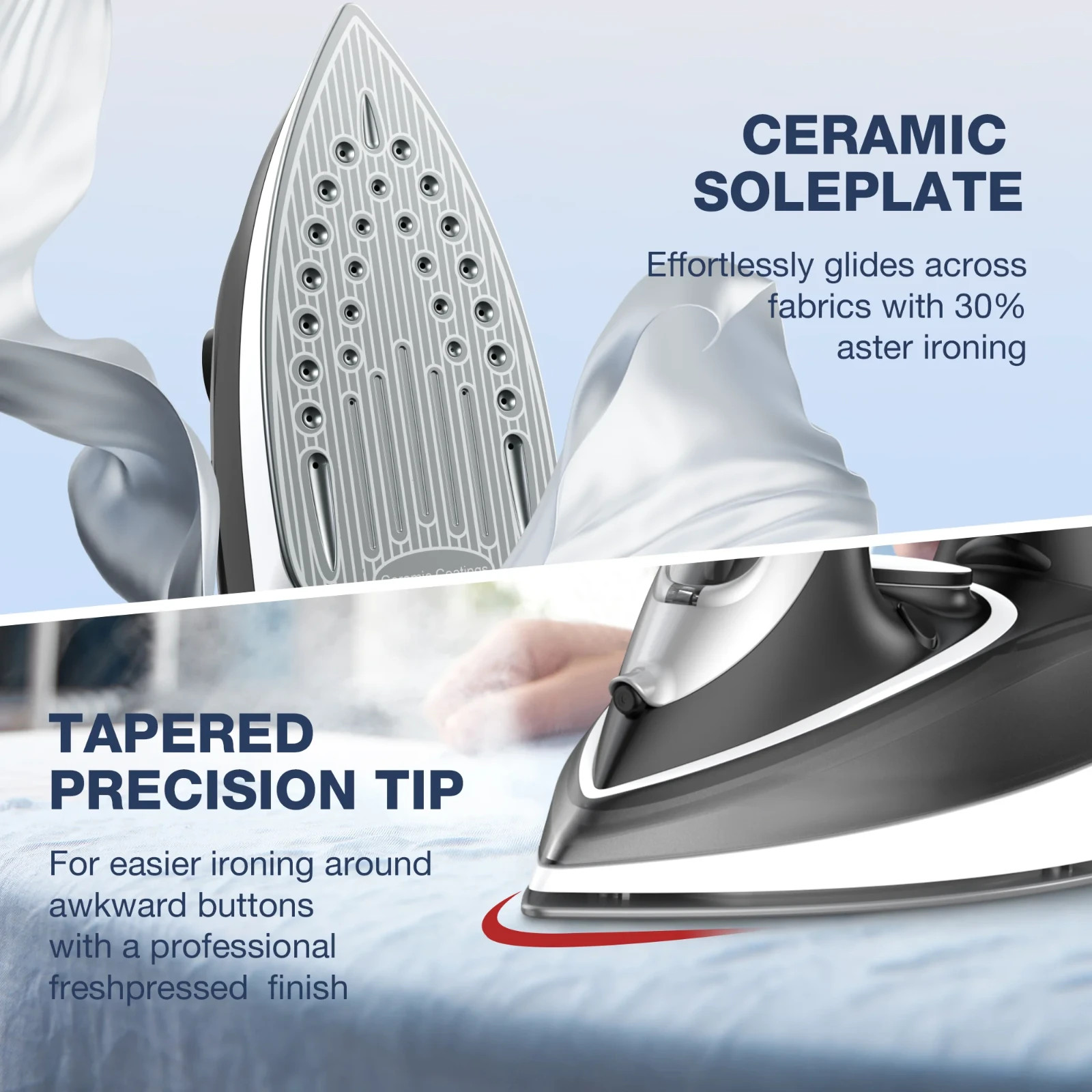 Moosoo Cordless Iron,1500W ,Anti-Drip,Adjustable Temperature,Quick-Charge Base