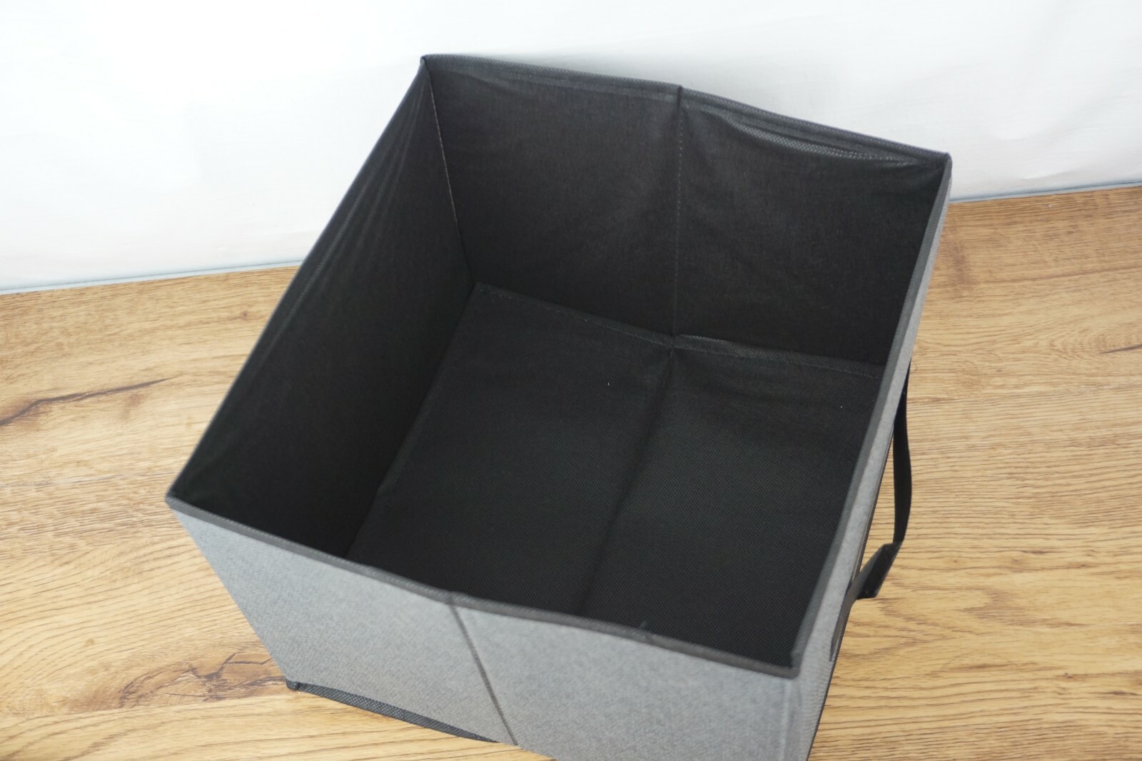 Set of 2 Essential Gray&Black Collapsible Storage Containers Handles: 11x11x8in